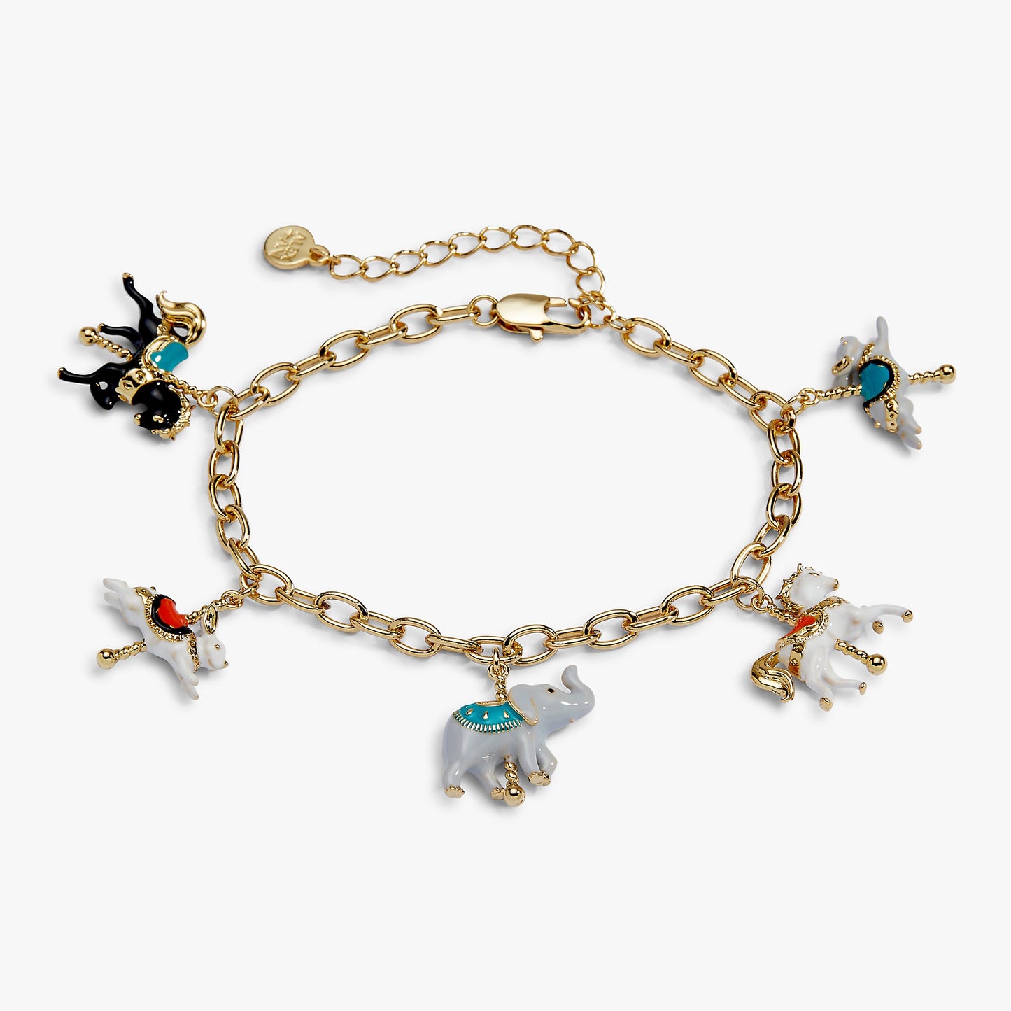 Carnival Carousel Animals Charm Bracelet Gold