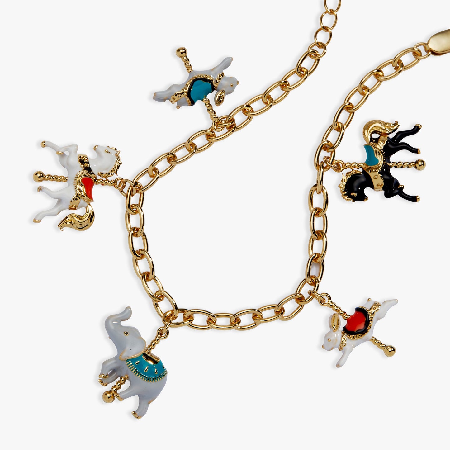 Carnival Carousel Animals Charm Bracelet Gold