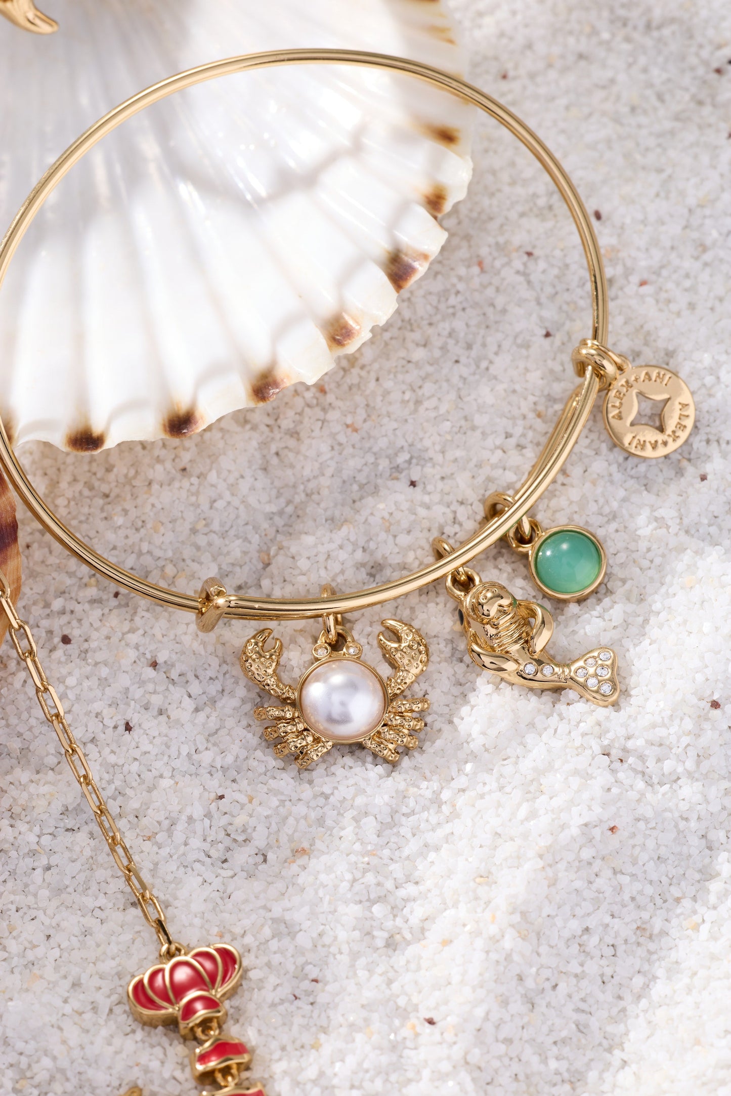 Sea Creature Multi Charm Bangle Gold