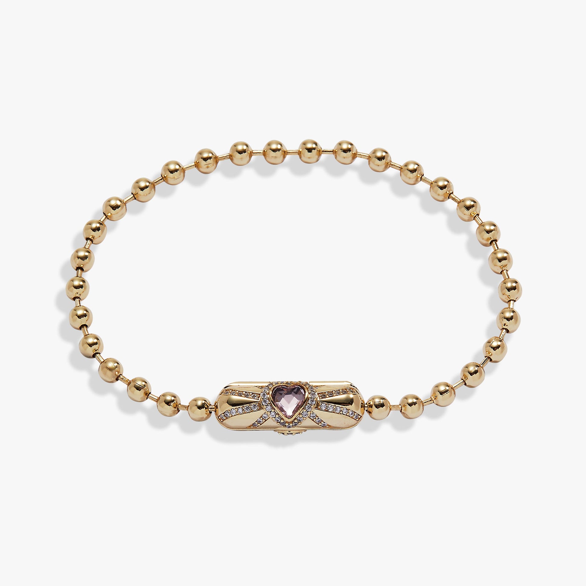Heart Barrel Closure Bracelet Gold