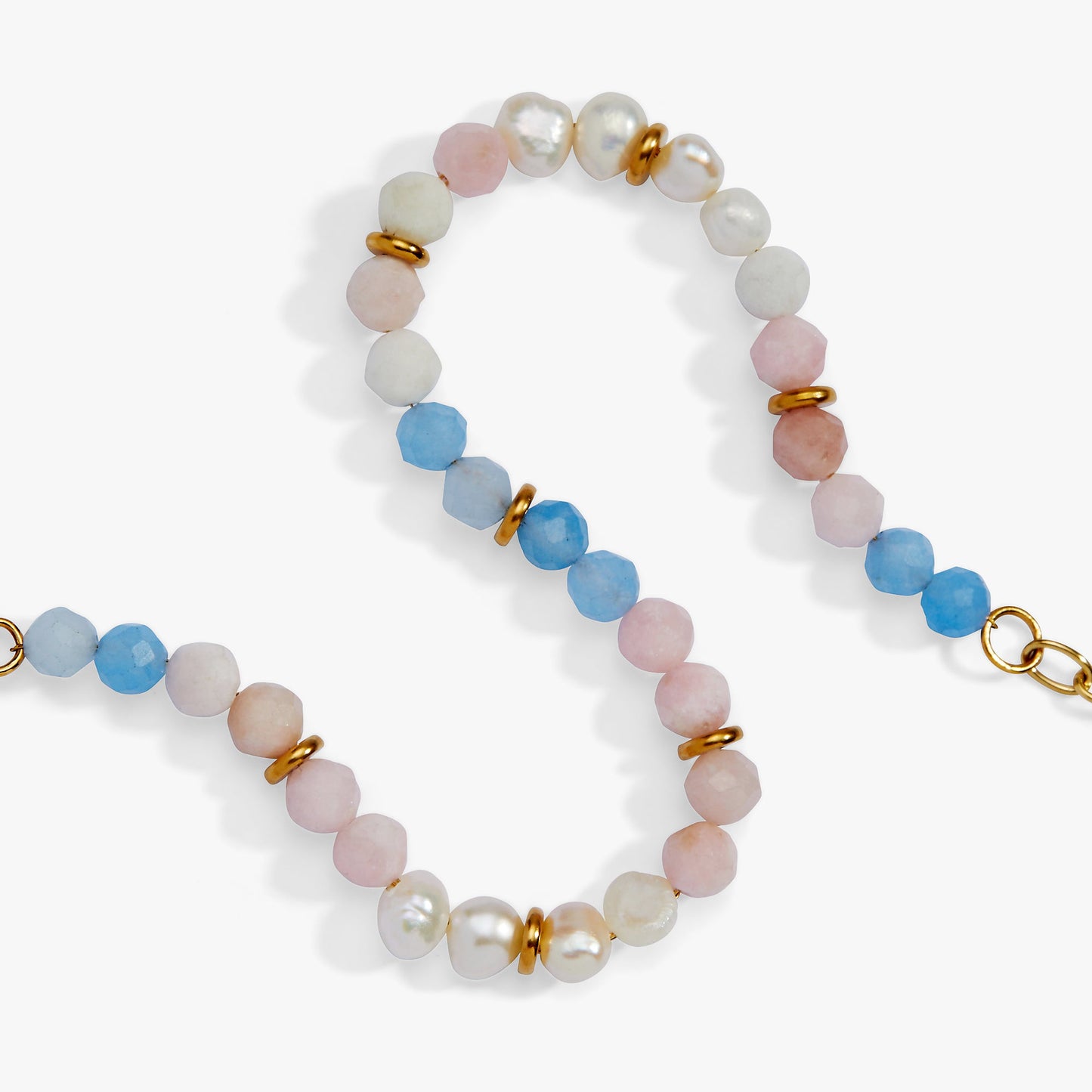 Sandy Peach Ombre Semi-Precious Beaded Bracelet Stainless Steel Gold