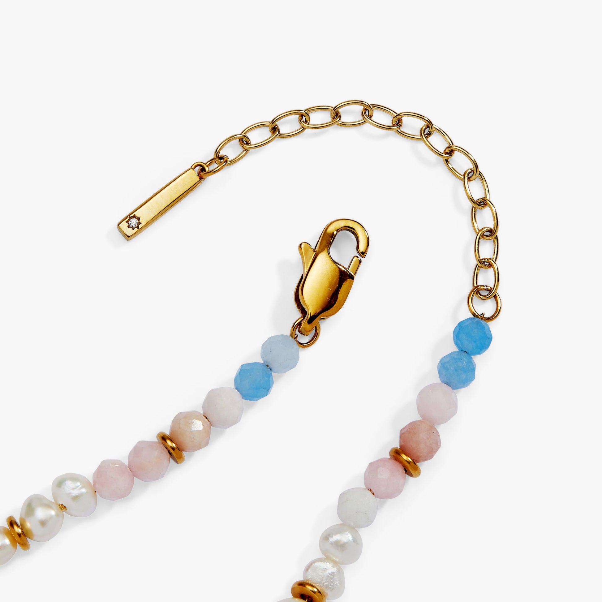 Sandy Peach Ombre Semi-Precious Beaded Bracelet Stainless Steel Gold