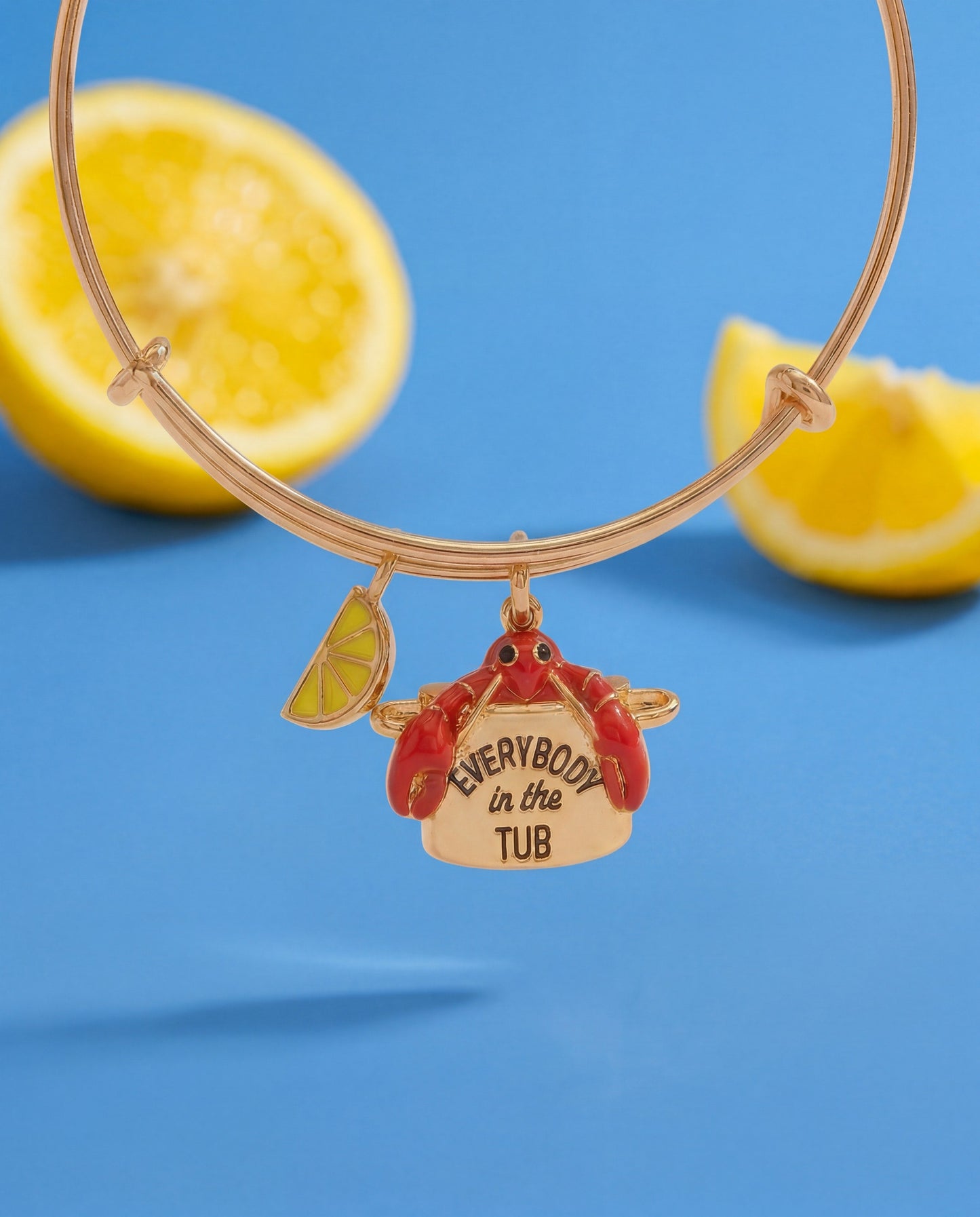 Lobster Boil 'Everybody In The Tub' Charm Bangle Gold