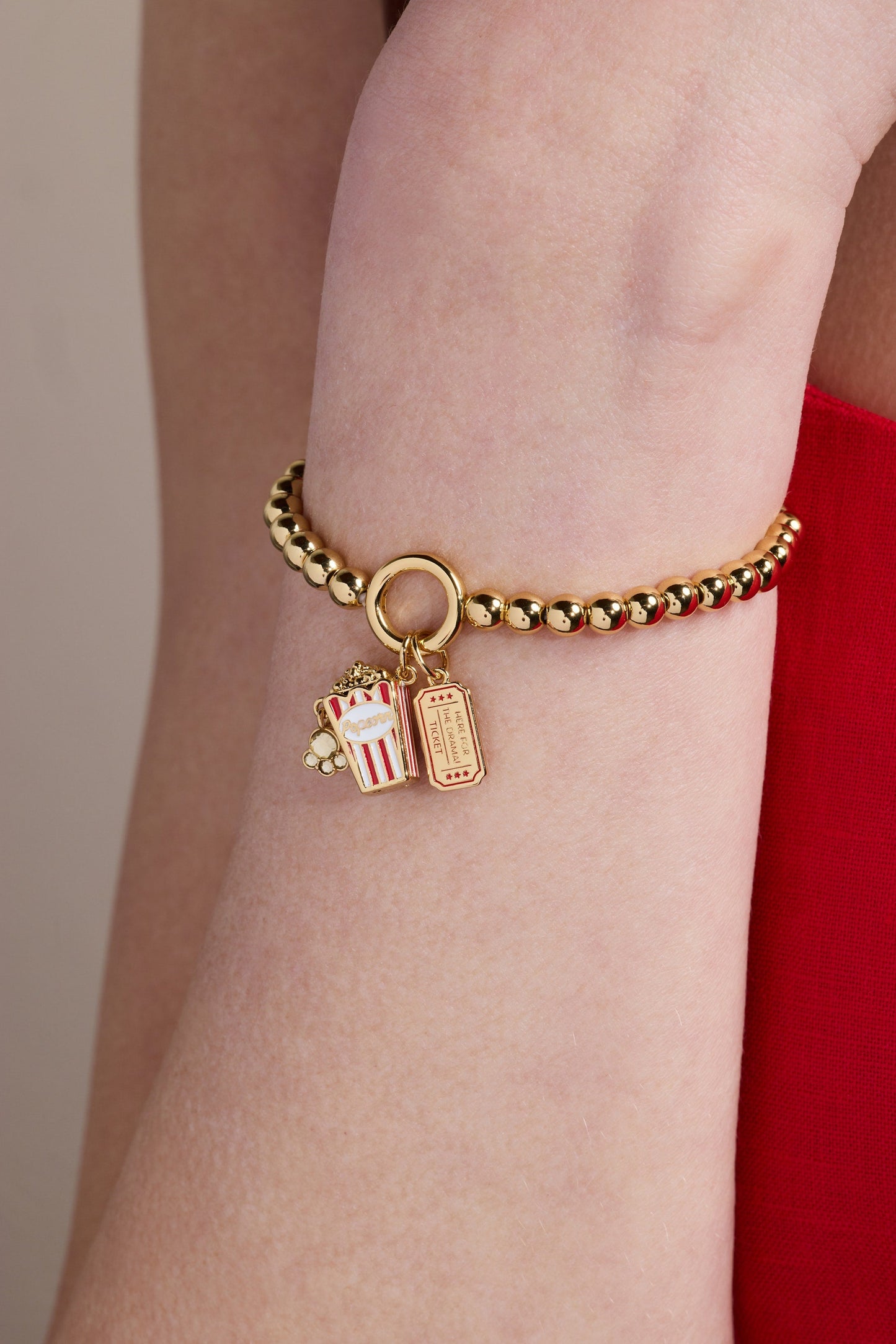 Here For The Drama!' Movie Theater Popcorn Stretch Bracelet
    
    
    
       Gold