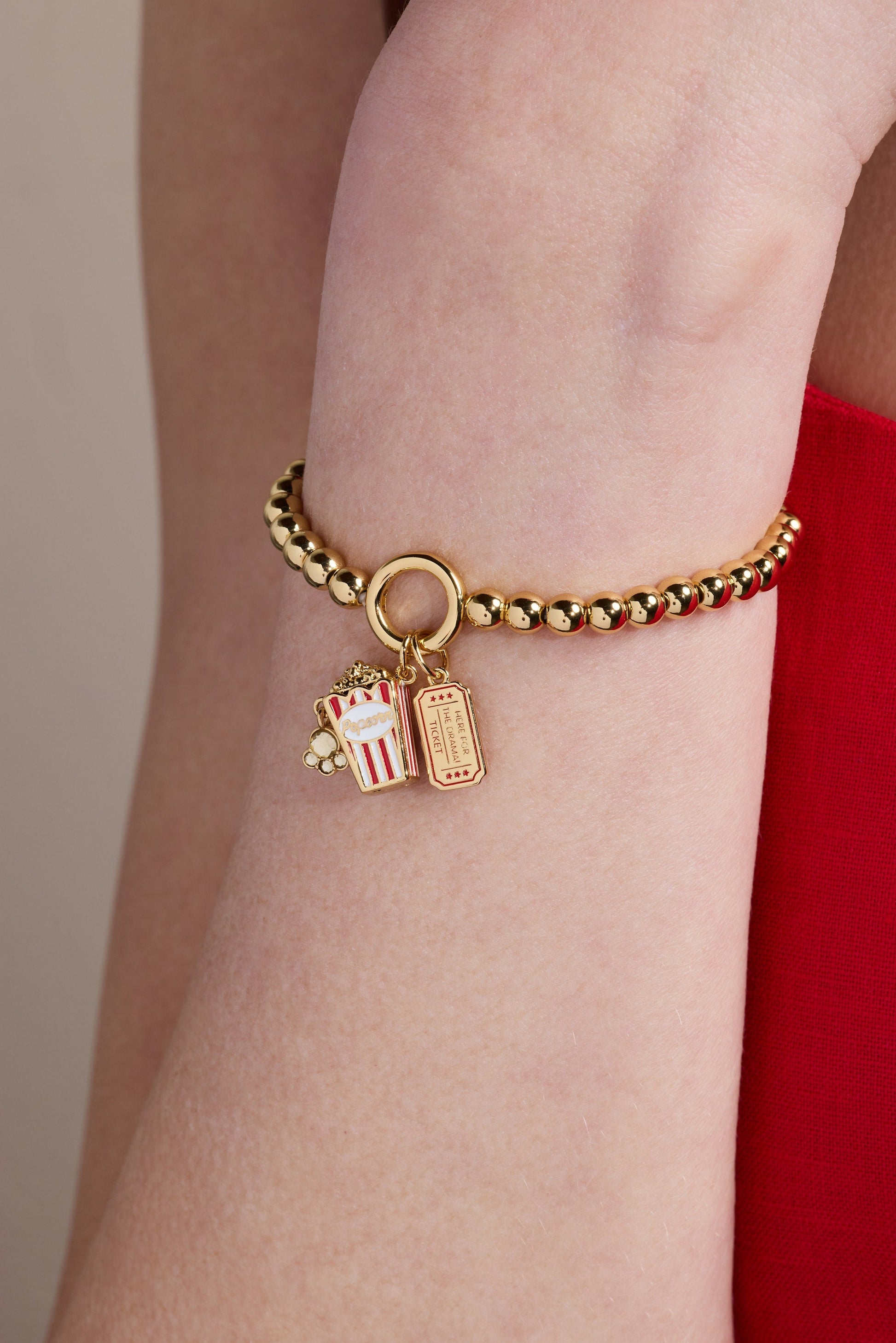 Here For The Drama!' Movie Theater Popcorn Stretch Bracelet
    
    
    
       Gold