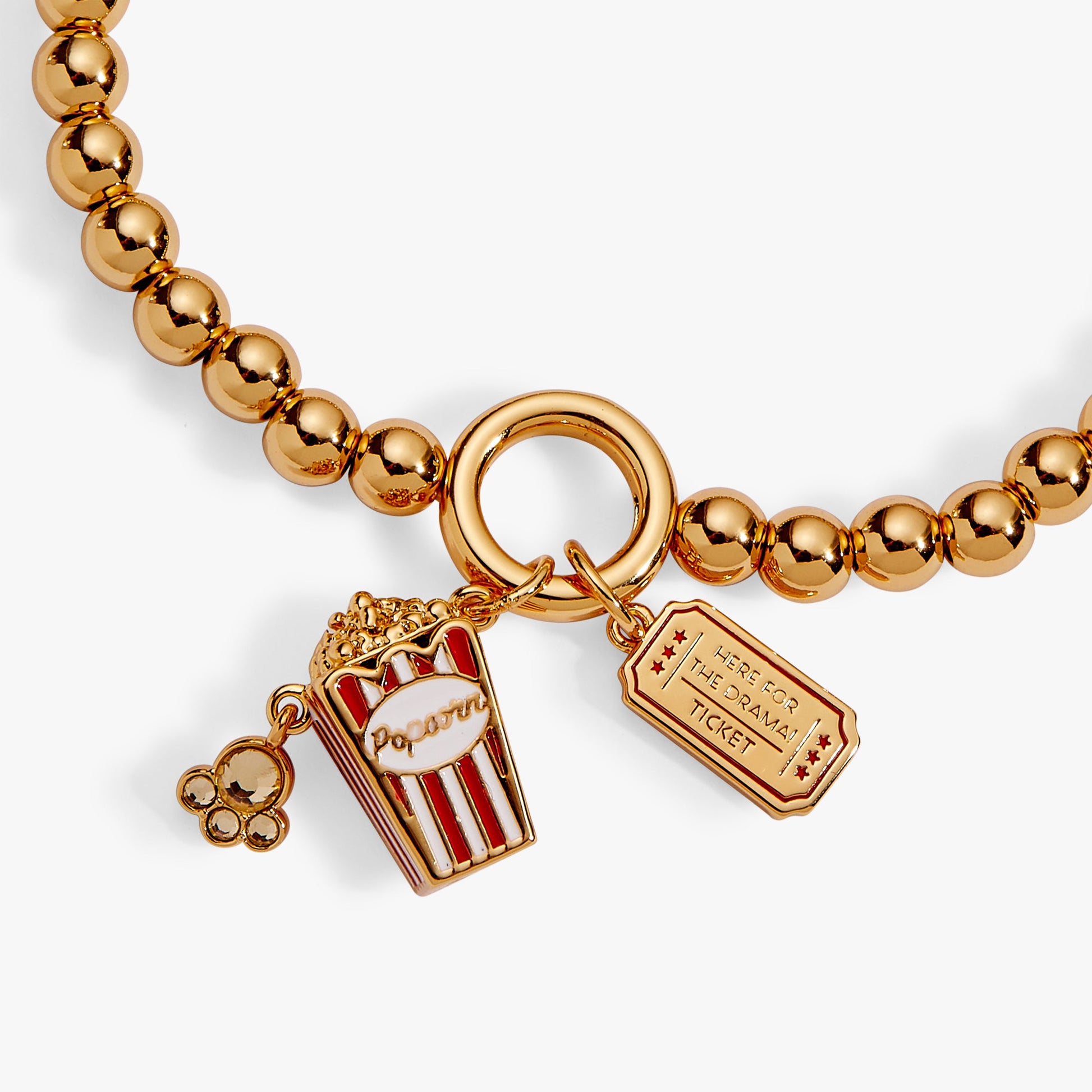 Here For The Drama!' Movie Theater Popcorn Stretch Bracelet
    
    
    
       Gold