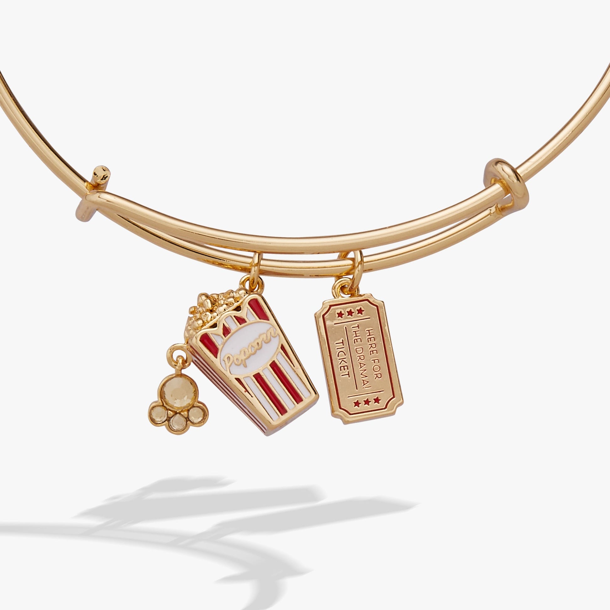 Here For The Drama!' Movie Theater Popcorn & Ticket Charm Bangle
    
    
    
       Gold