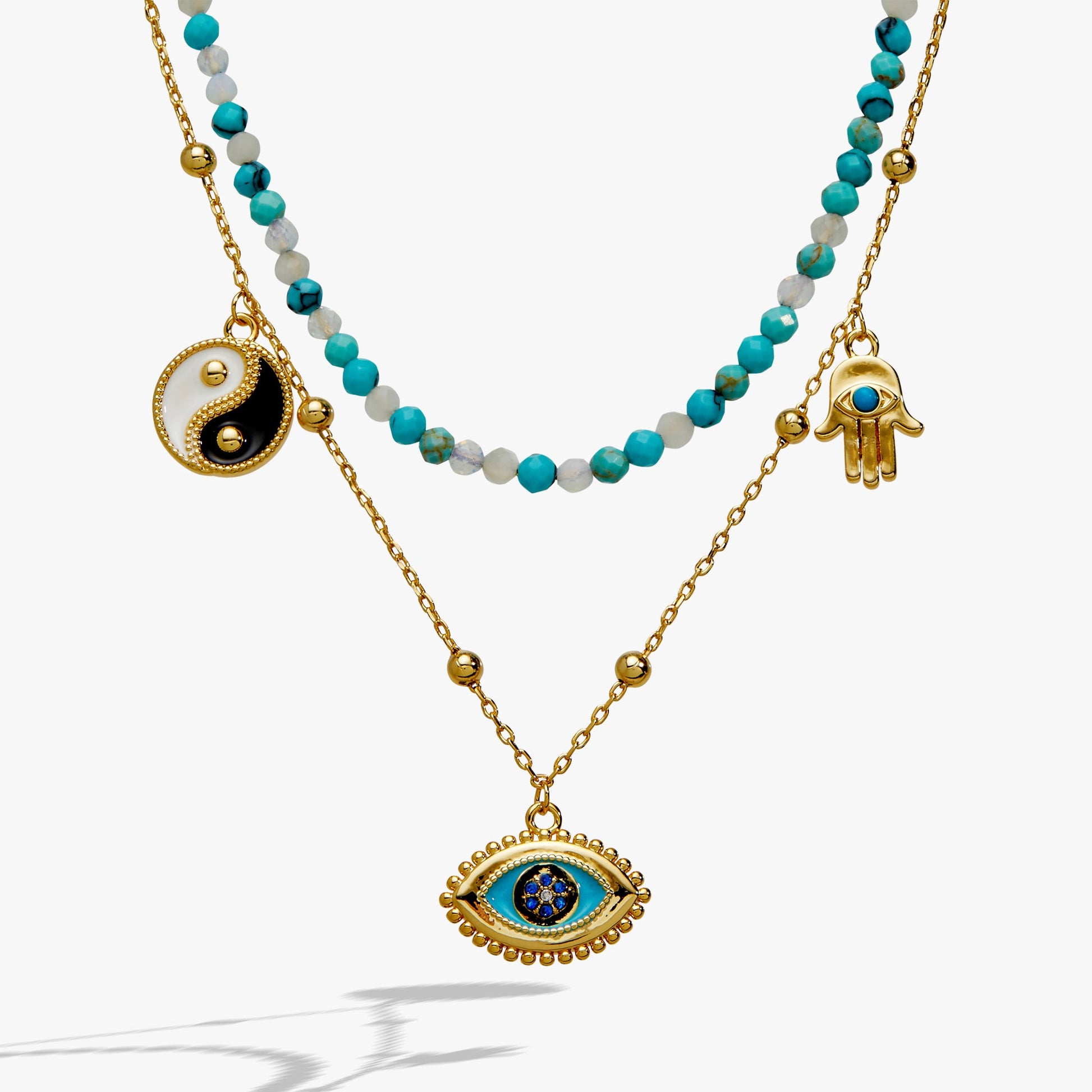 Healing Stone Charm Necklace Gold
