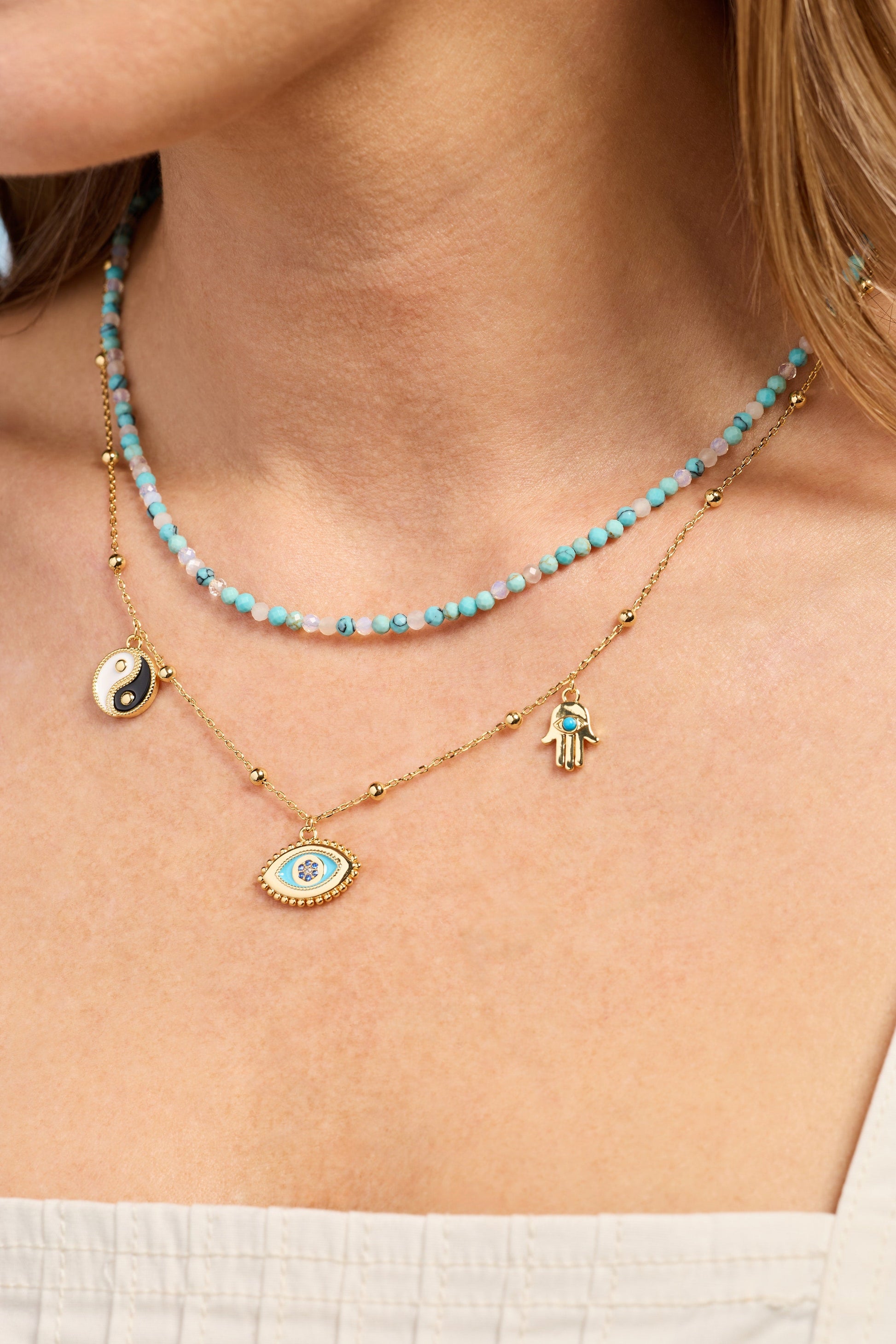 Healing Stone Charm Necklace Gold