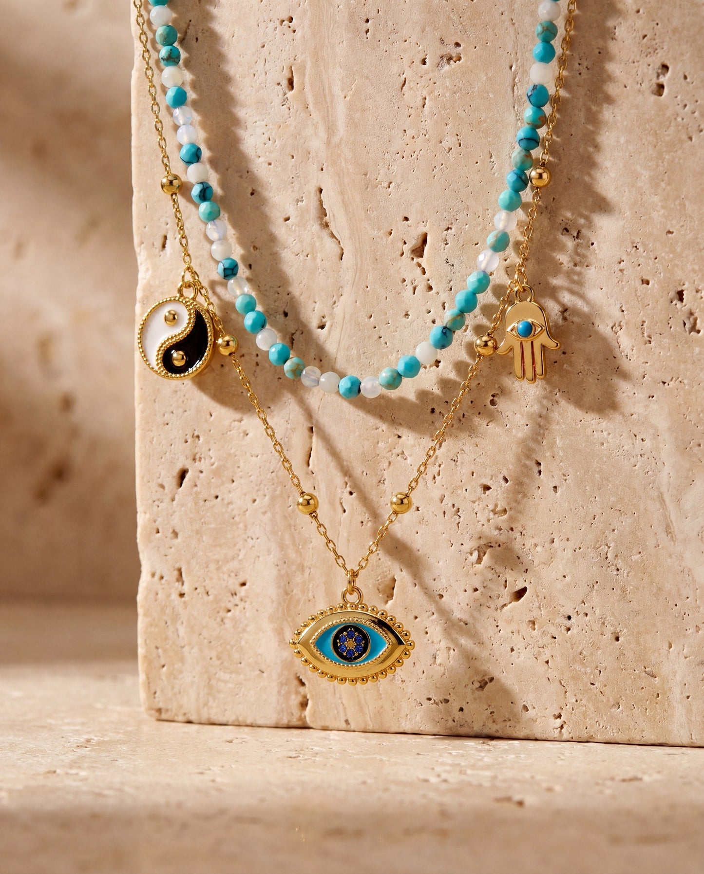 Healing Stone Charm Necklace Gold