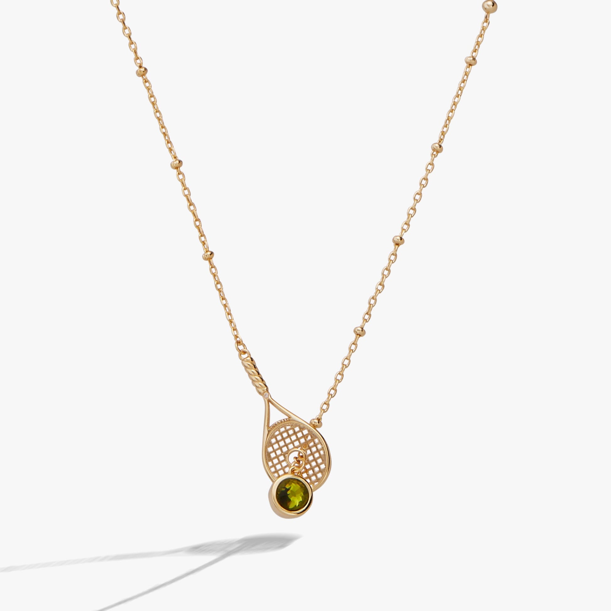 Tennis Racket Y-Necklace Gold