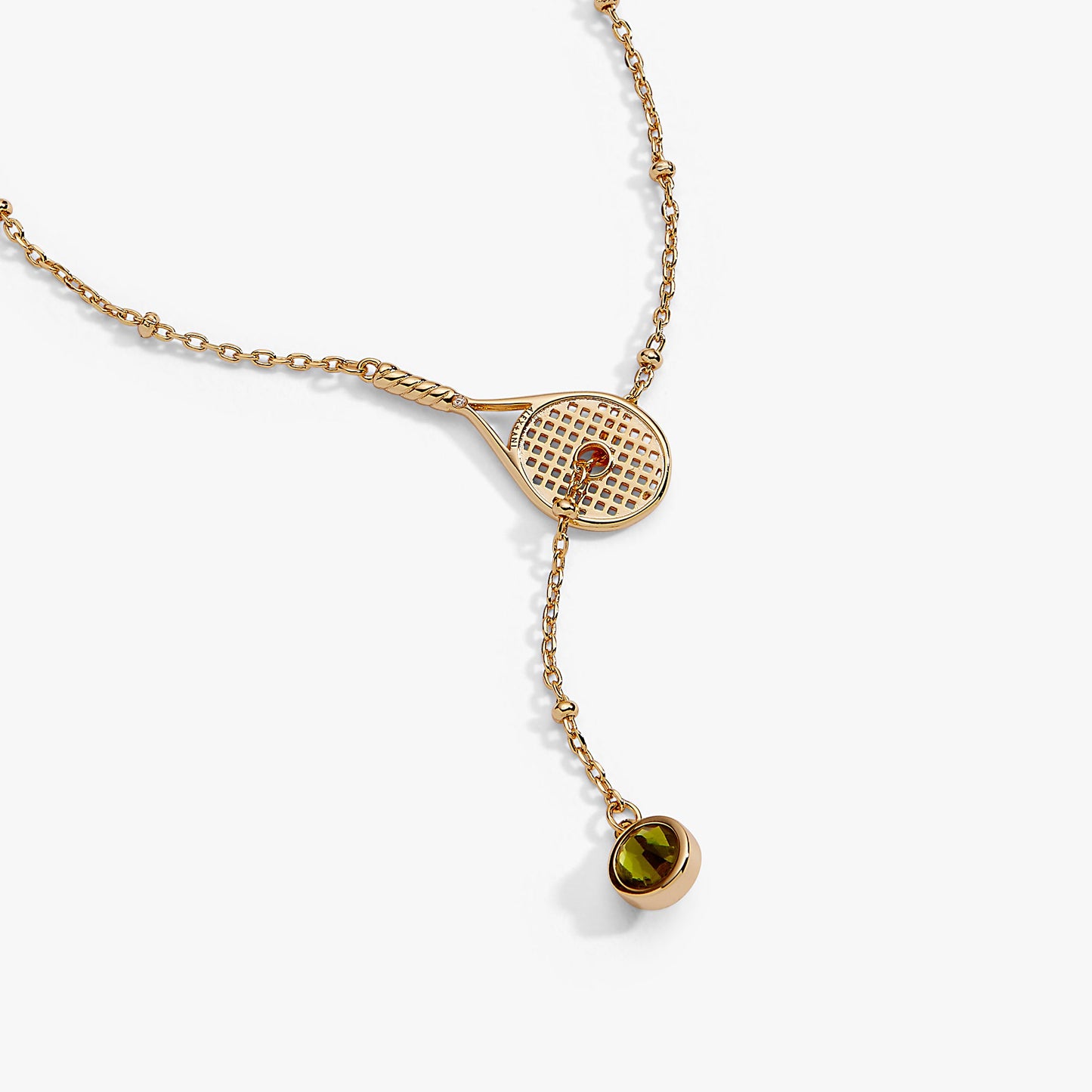 Tennis Racket Y-Necklace Gold
