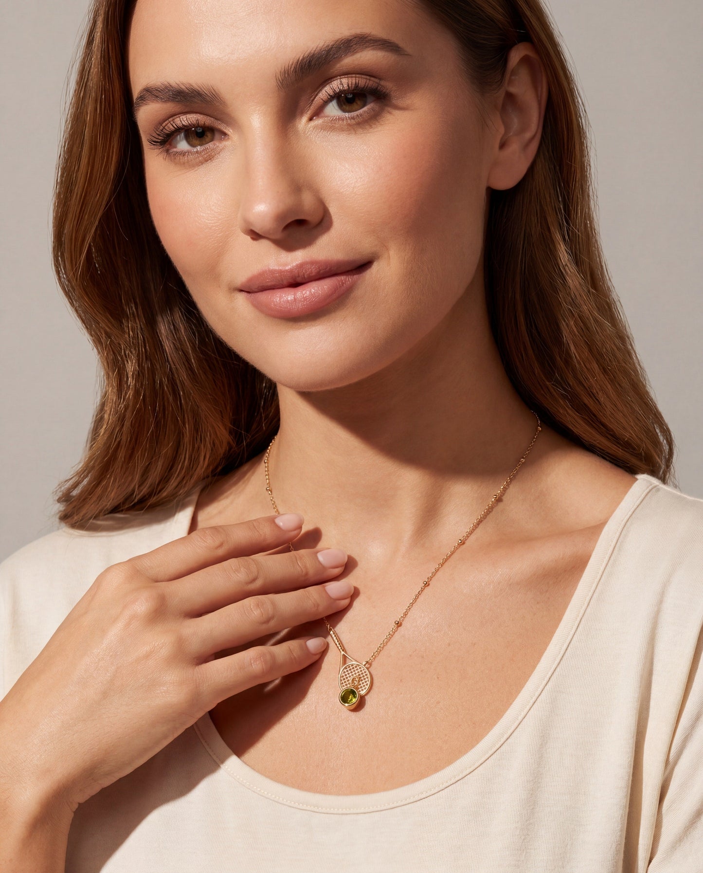 Tennis Racket Y-Necklace Gold