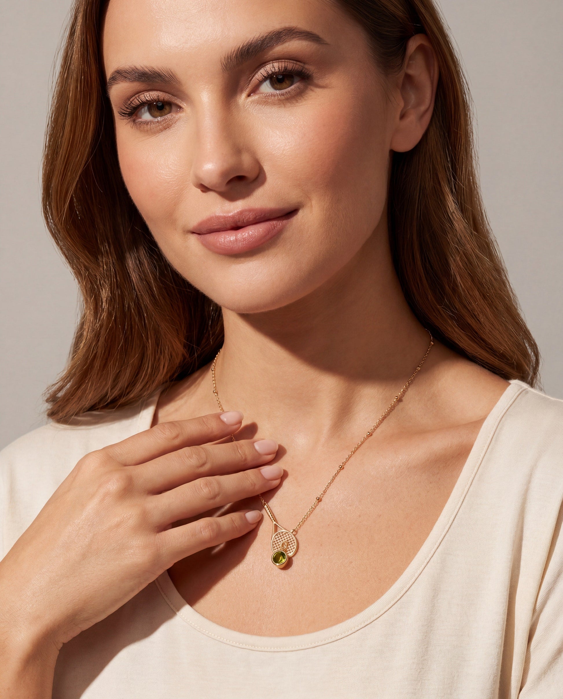 Tennis Racket Y-Necklace Gold