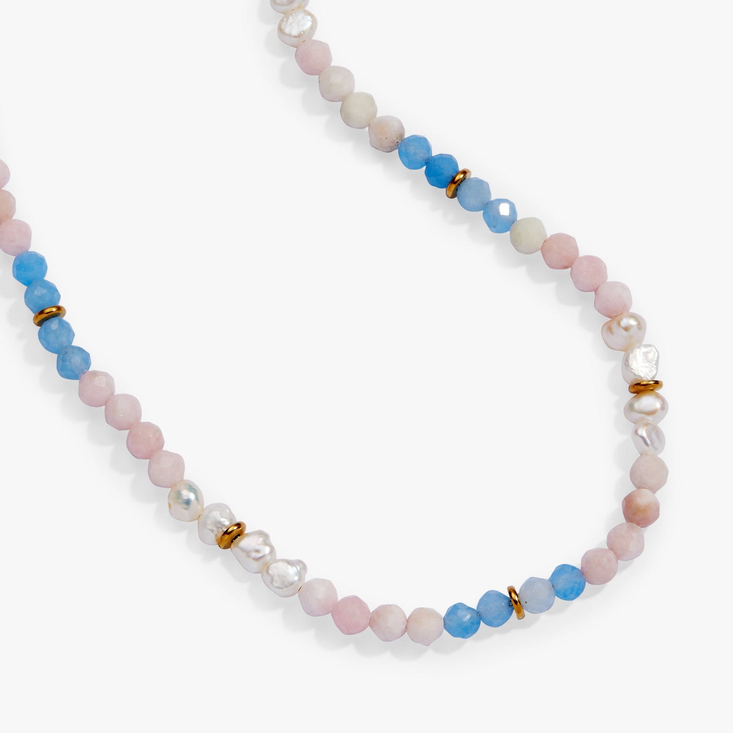 Sandy Peach Ombre Semi-Precious Beaded Necklace Stainless Steel Gold