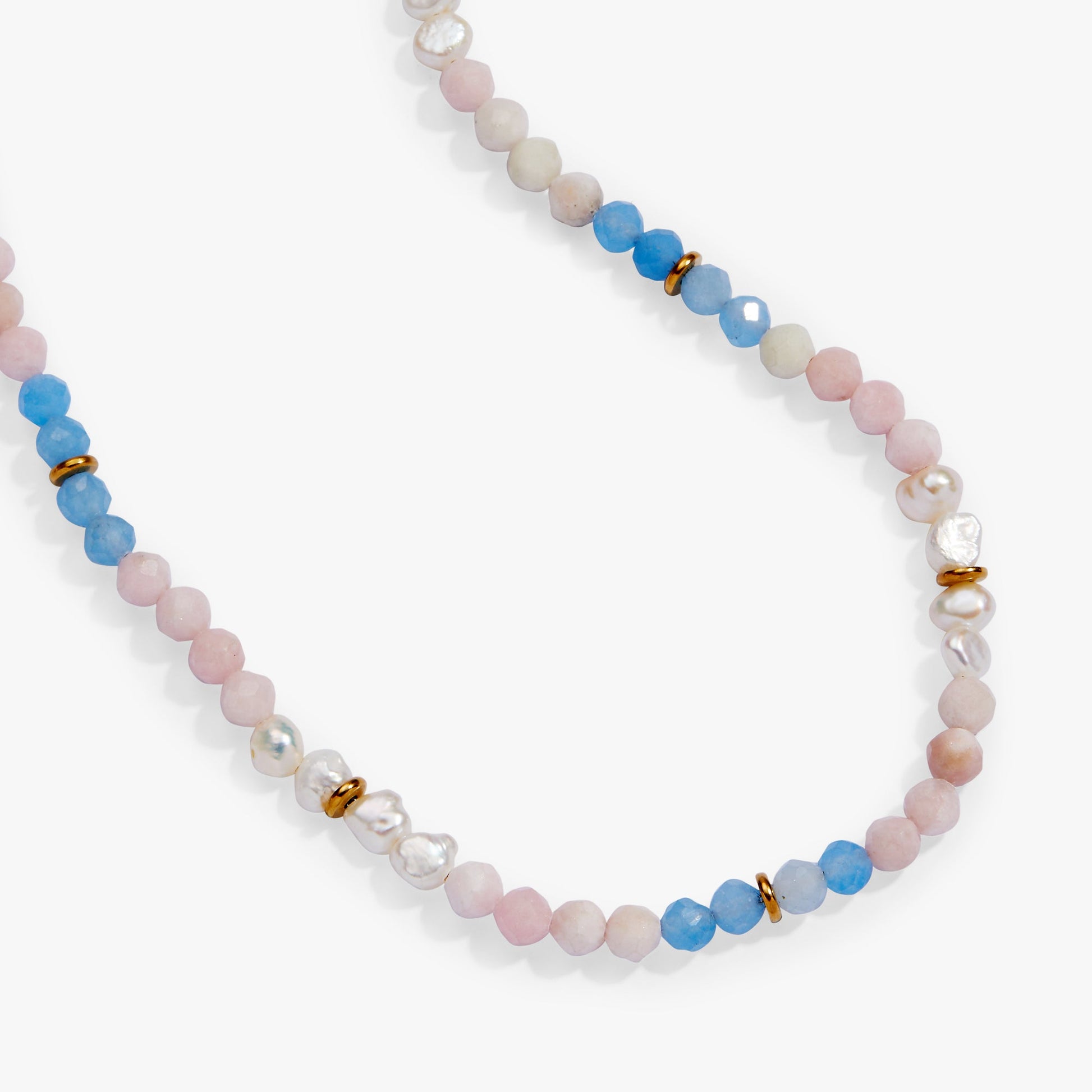 Sandy Peach Ombre Semi-Precious Beaded Necklace Stainless Steel Gold