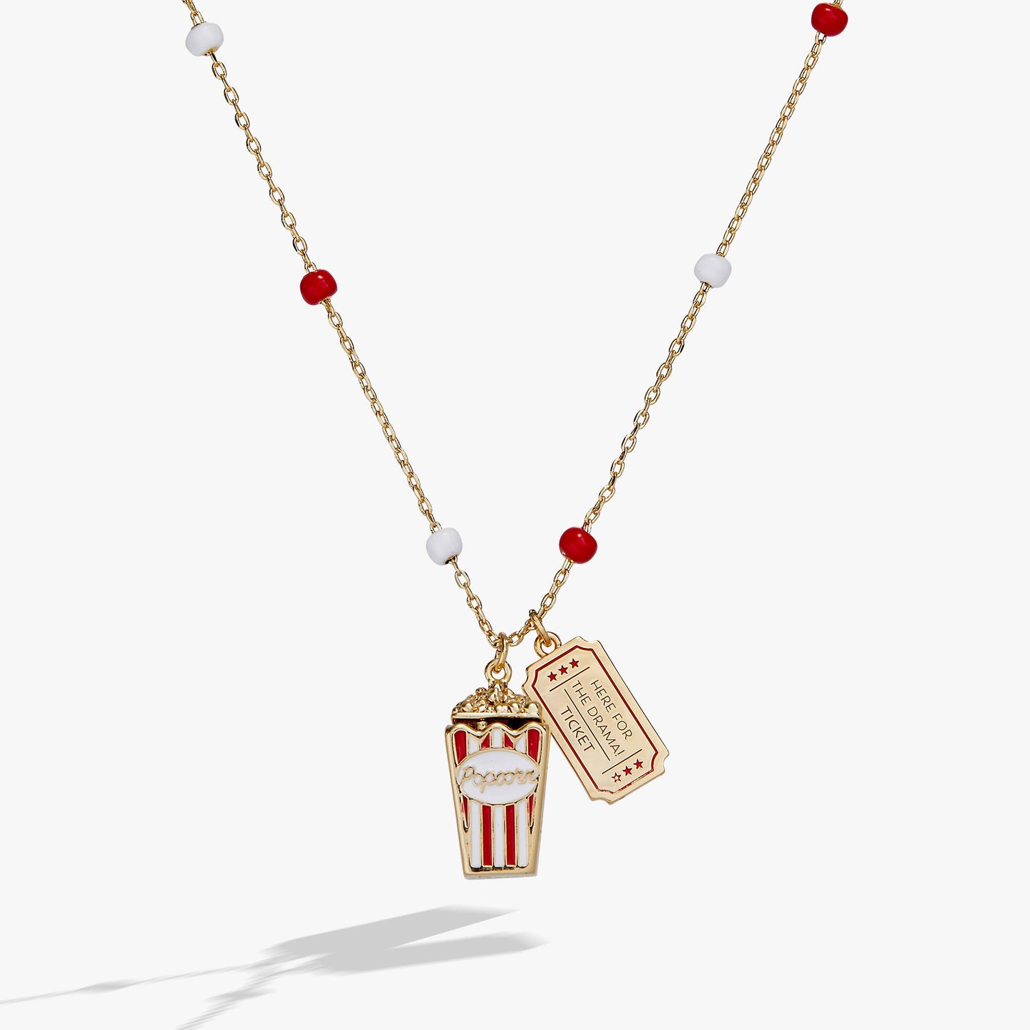 Here For The Drama!' Popcorn Charm Locket Pendant
    
    
    
       Gold