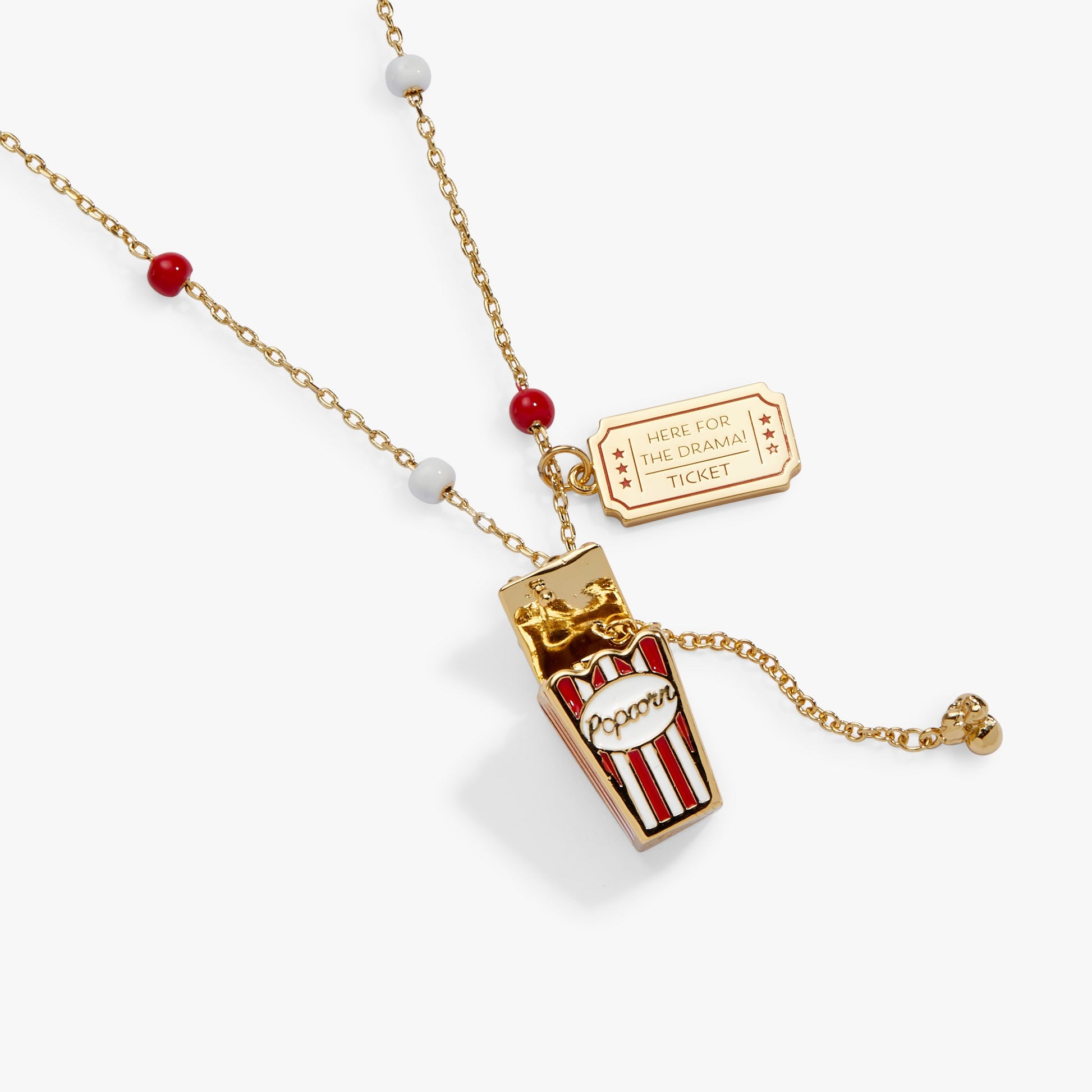 Here For The Drama!' Popcorn Charm Locket Pendant
    
    
    
       Gold