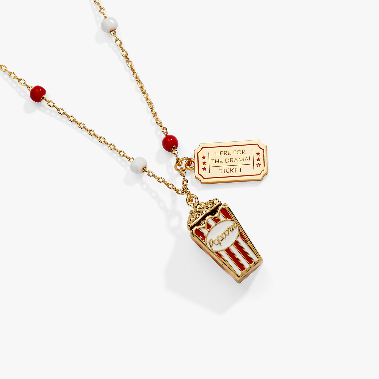 Here For The Drama!' Popcorn Charm Locket Pendant
    
    
    
       Gold