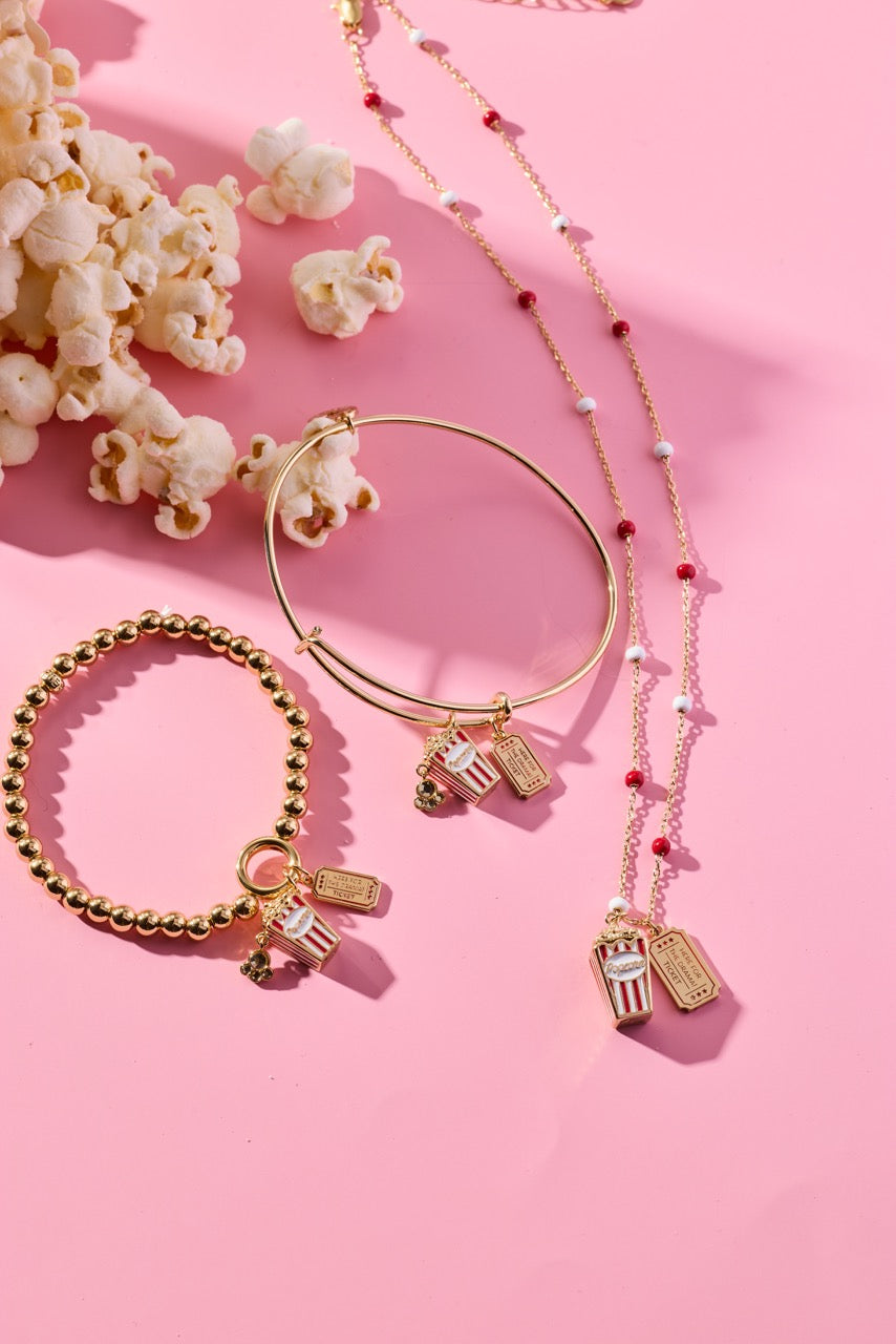 Here For The Drama!' Popcorn Charm Locket Pendant
    
    
    
       Gold