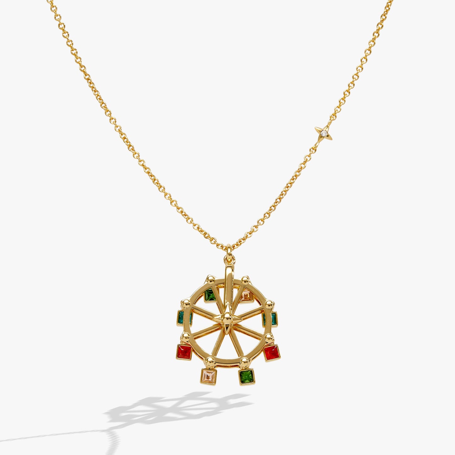 Carnival Spinning Ferris Wheel Necklace Gold