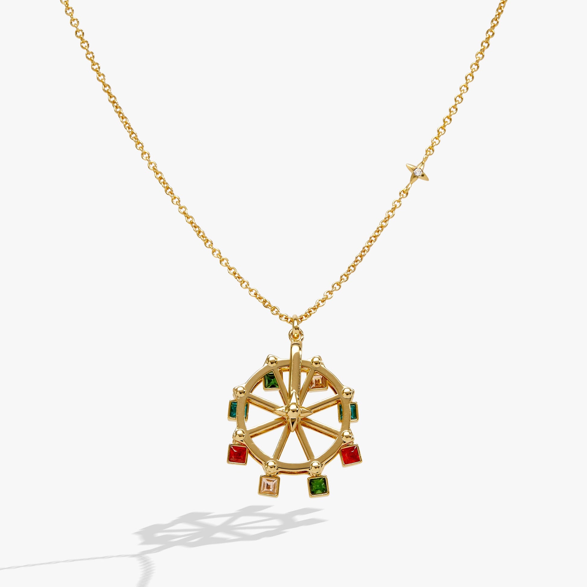 Carnival Spinning Ferris Wheel Necklace Gold