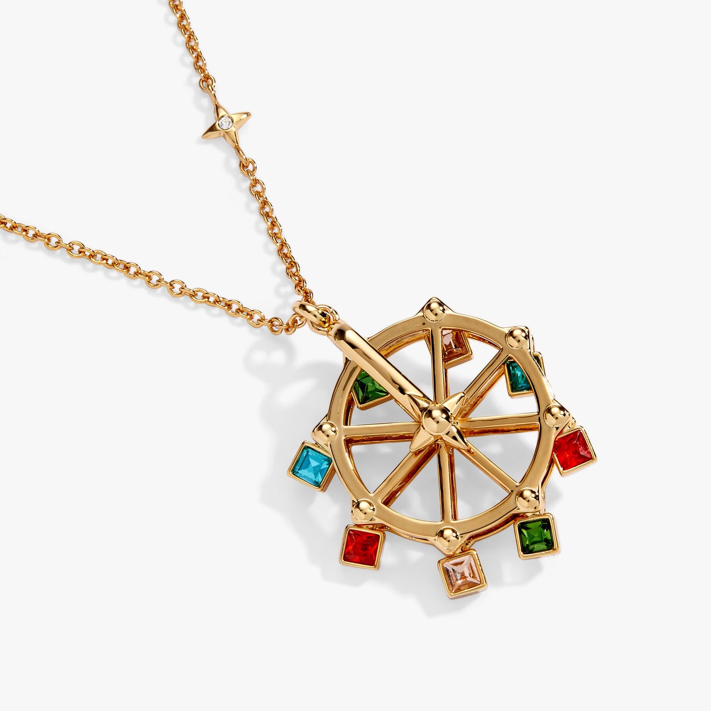 Carnival Spinning Ferris Wheel Necklace Gold