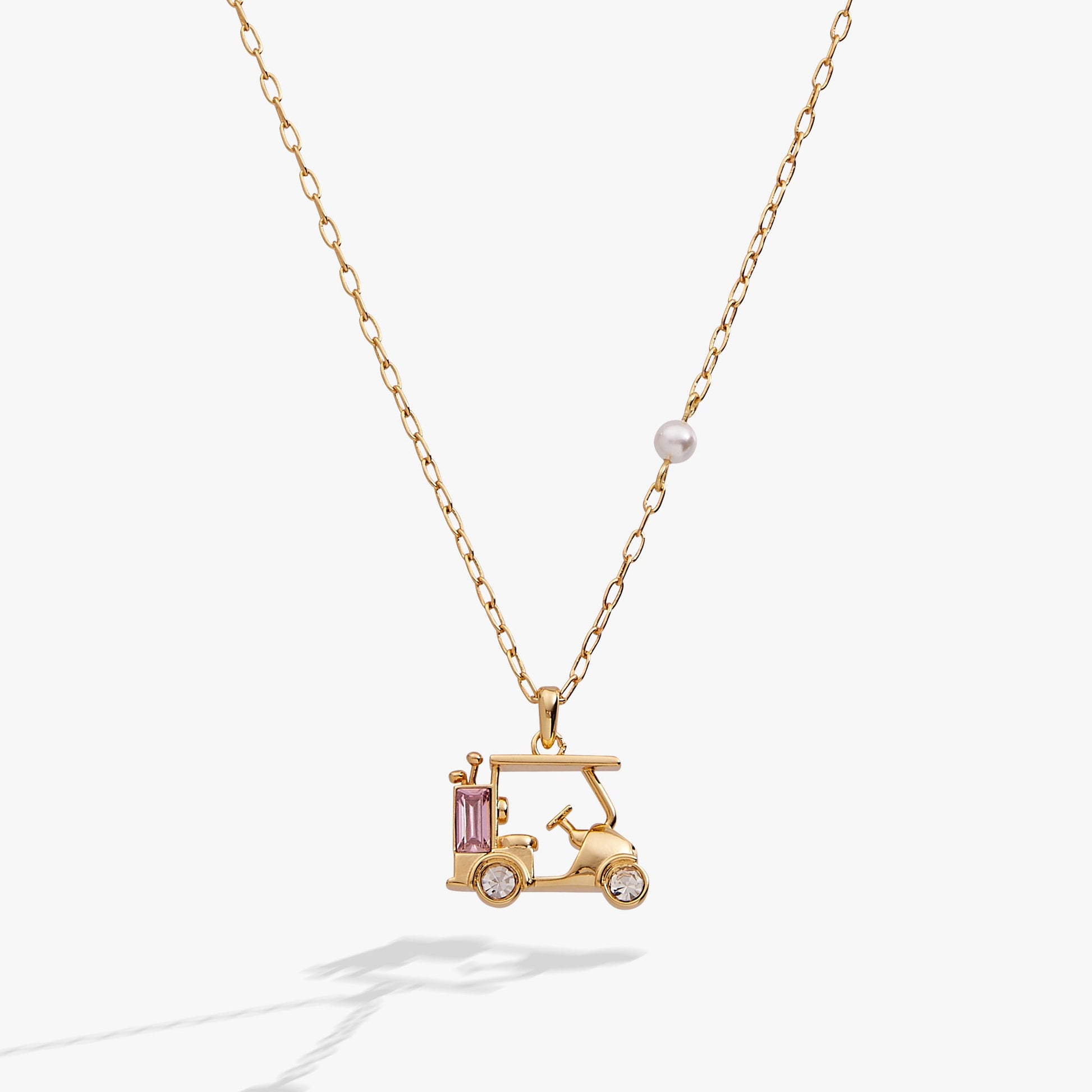 Golf Cart Necklace Gold