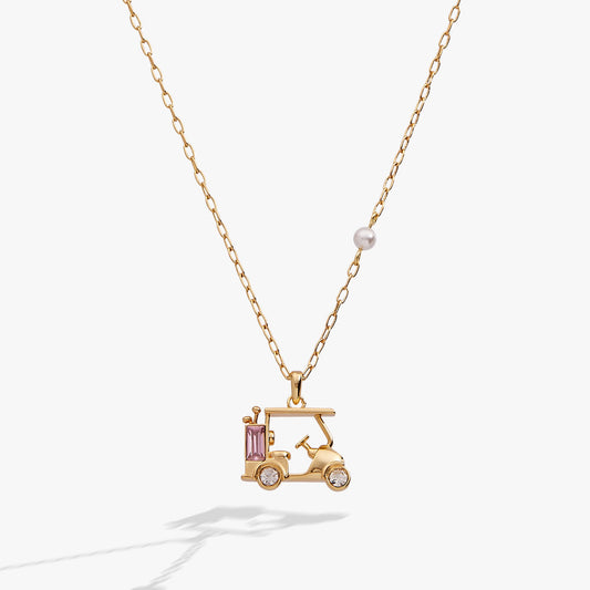 Golf Cart Necklace Gold