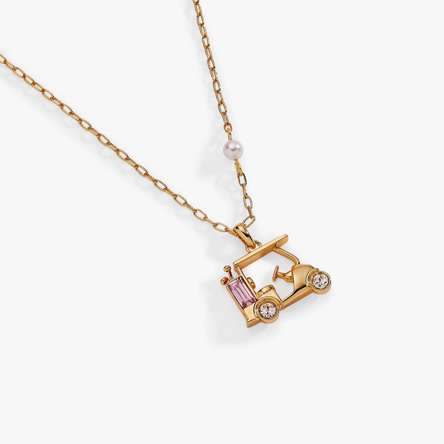Golf Cart Necklace Gold