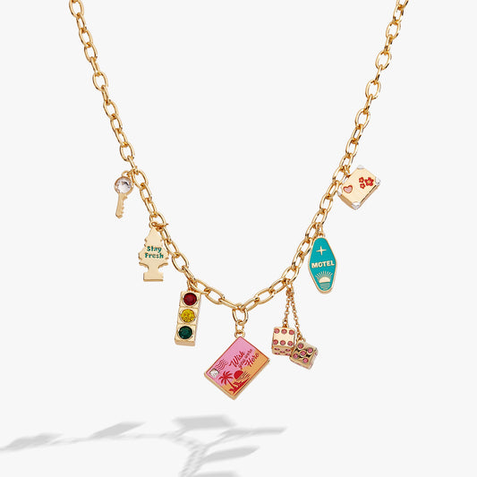 Road Trip Multi-Charm Necklace Gold