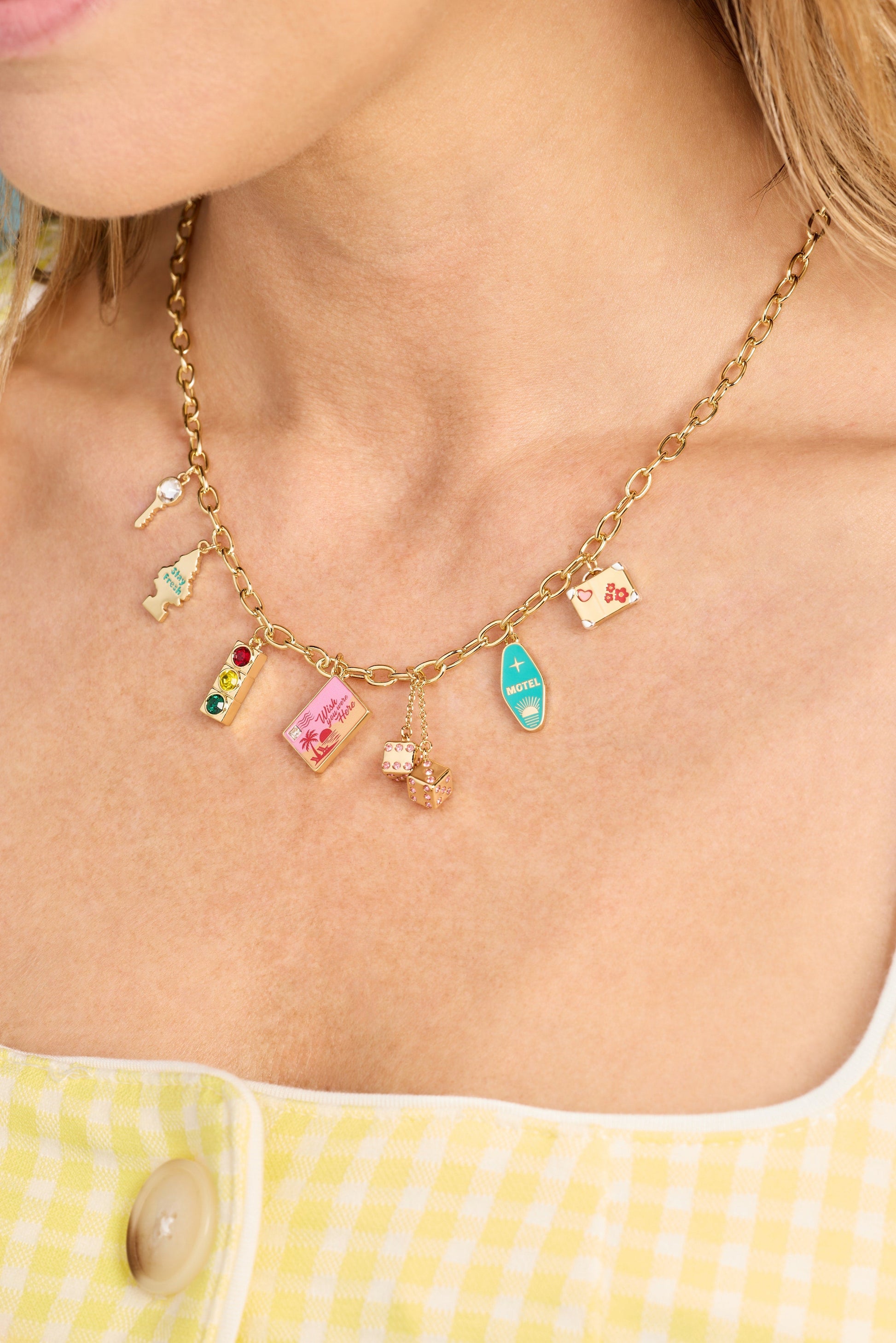 Road Trip Multi-Charm Necklace Gold