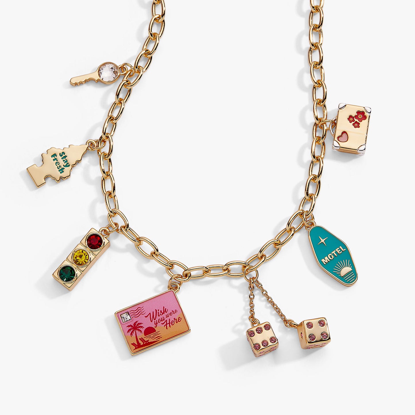 Road Trip Multi-Charm Necklace Gold