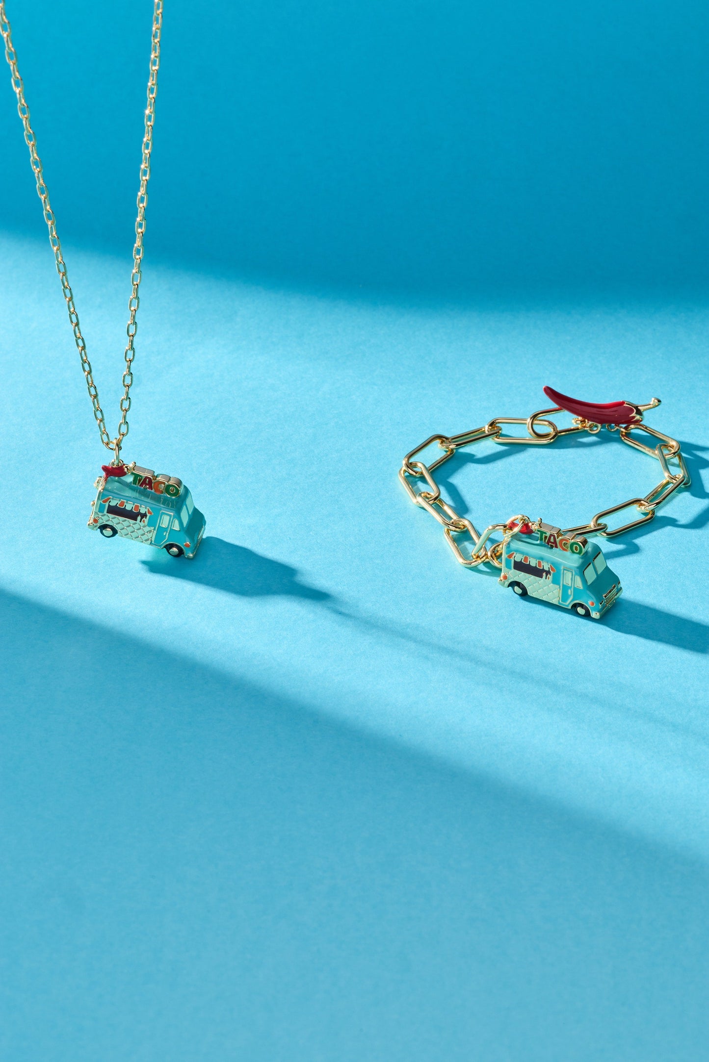 Taco Truck Necklace Gold