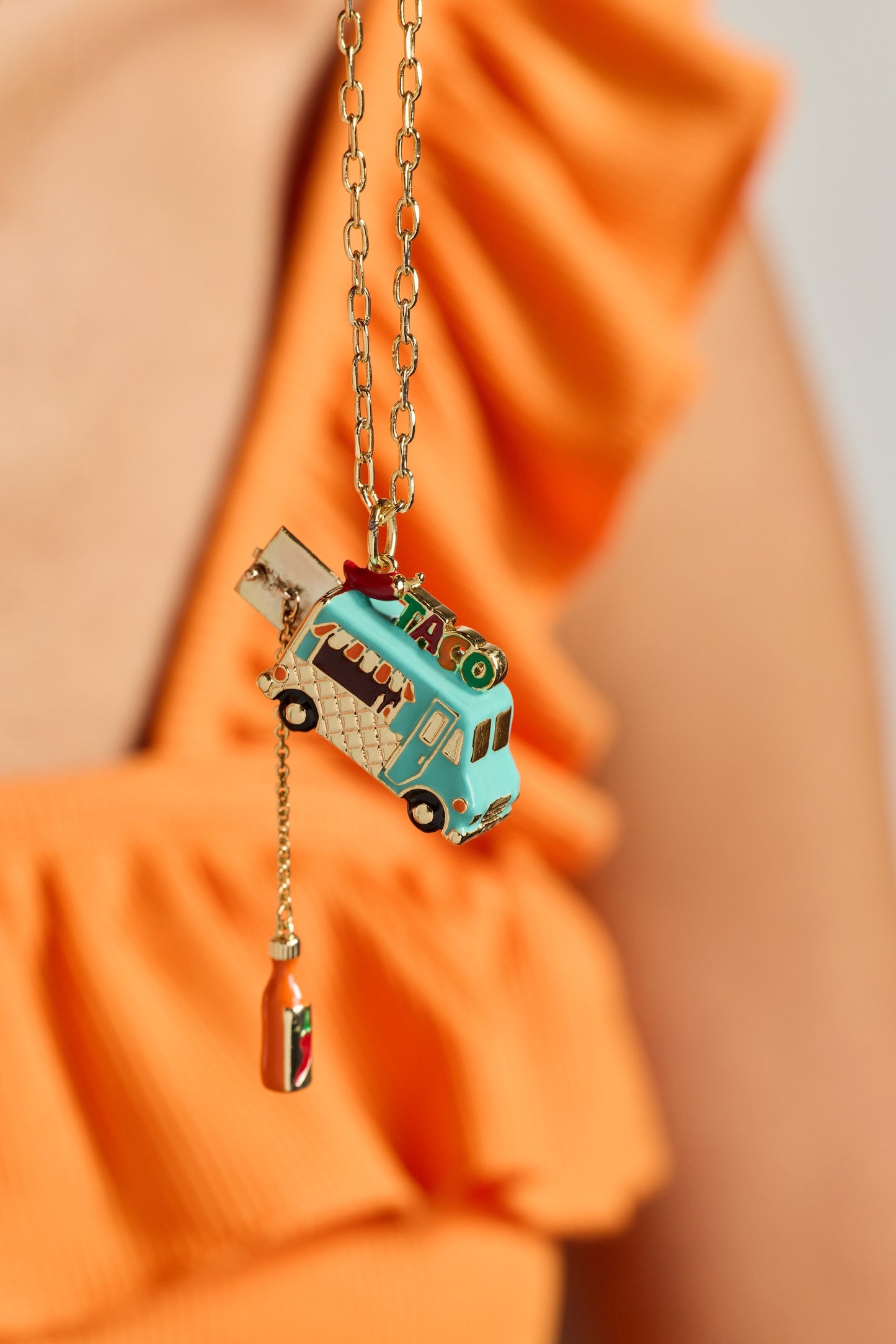 Taco Truck Necklace Gold