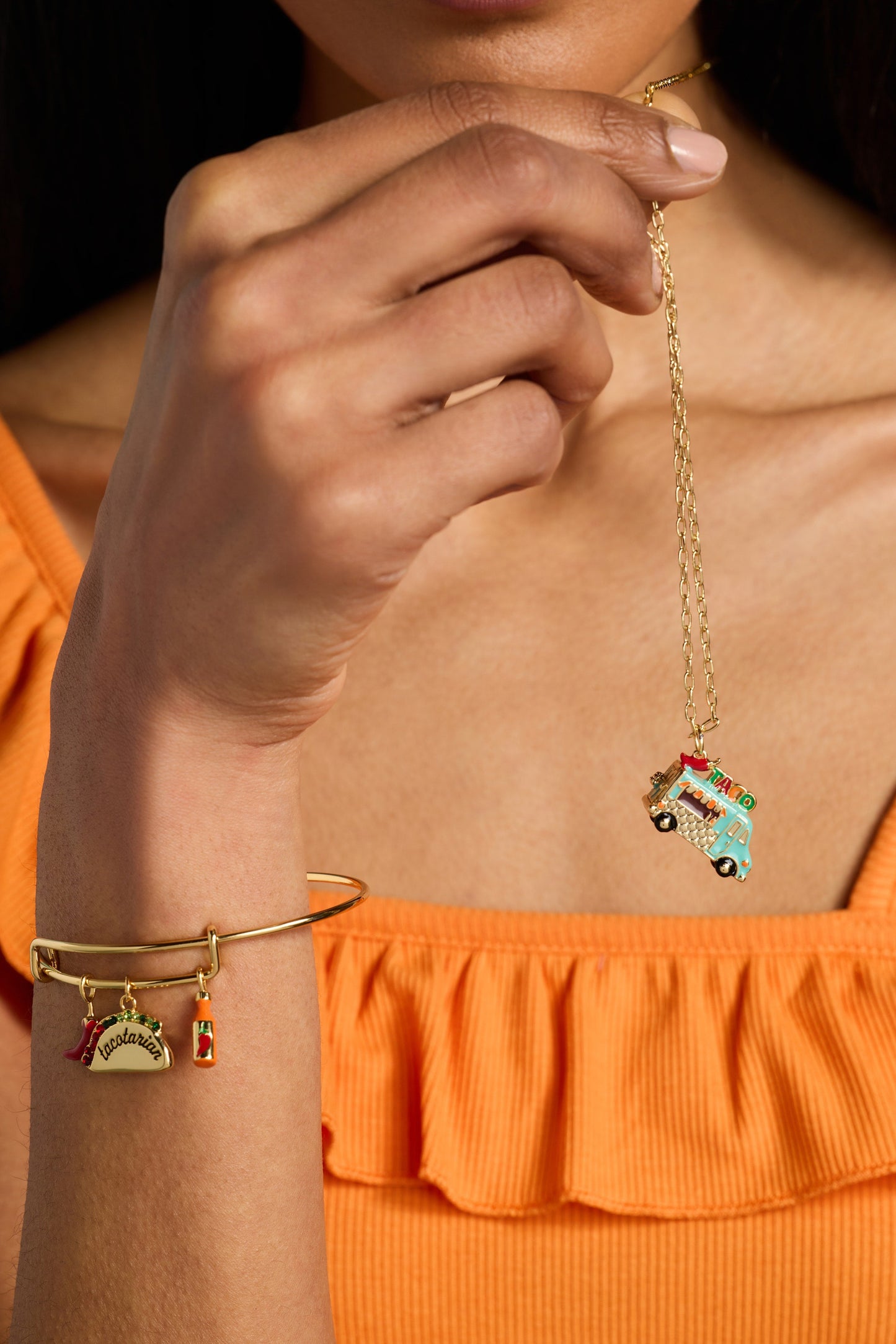 Taco Truck Necklace Gold