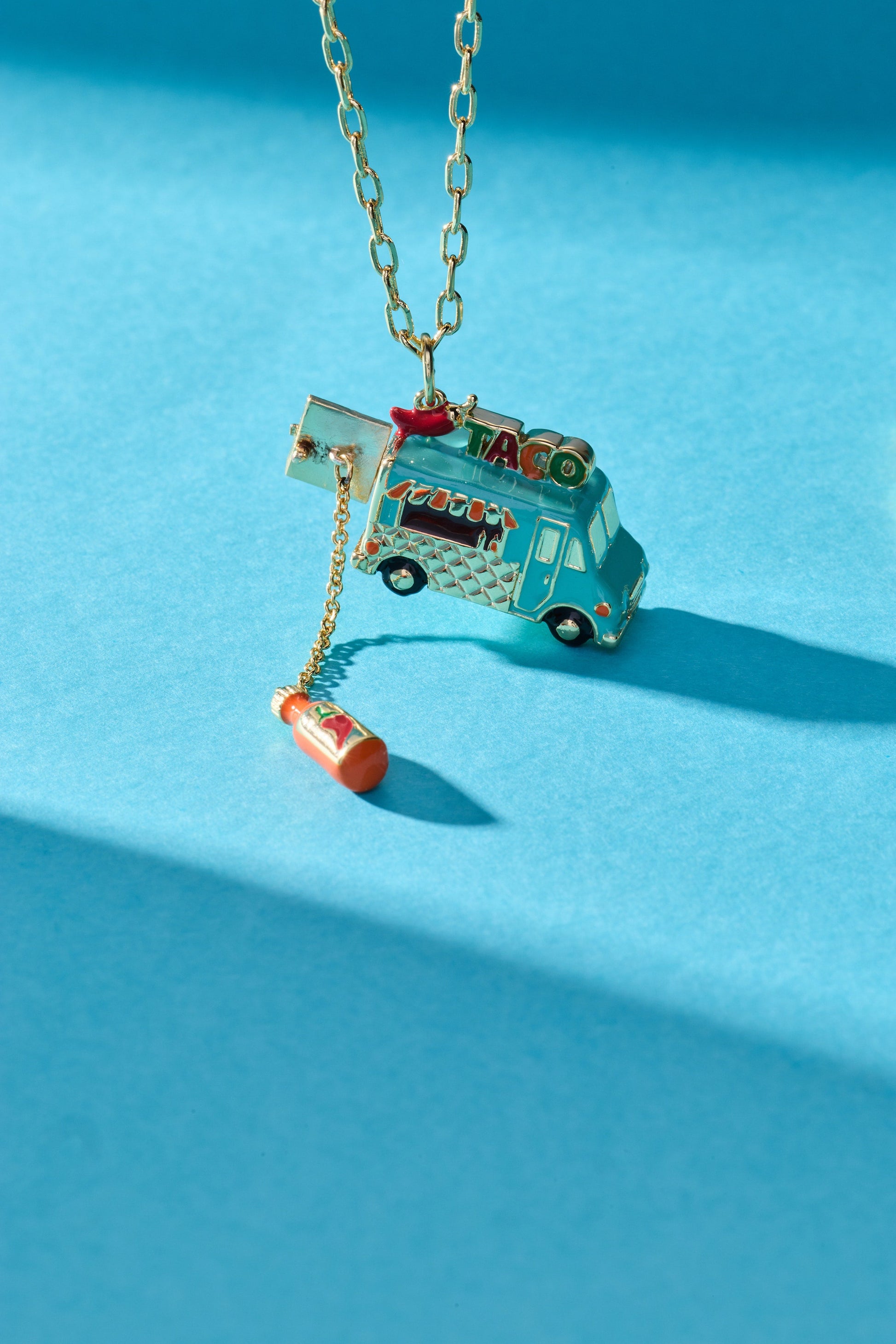 Taco Truck Necklace Gold