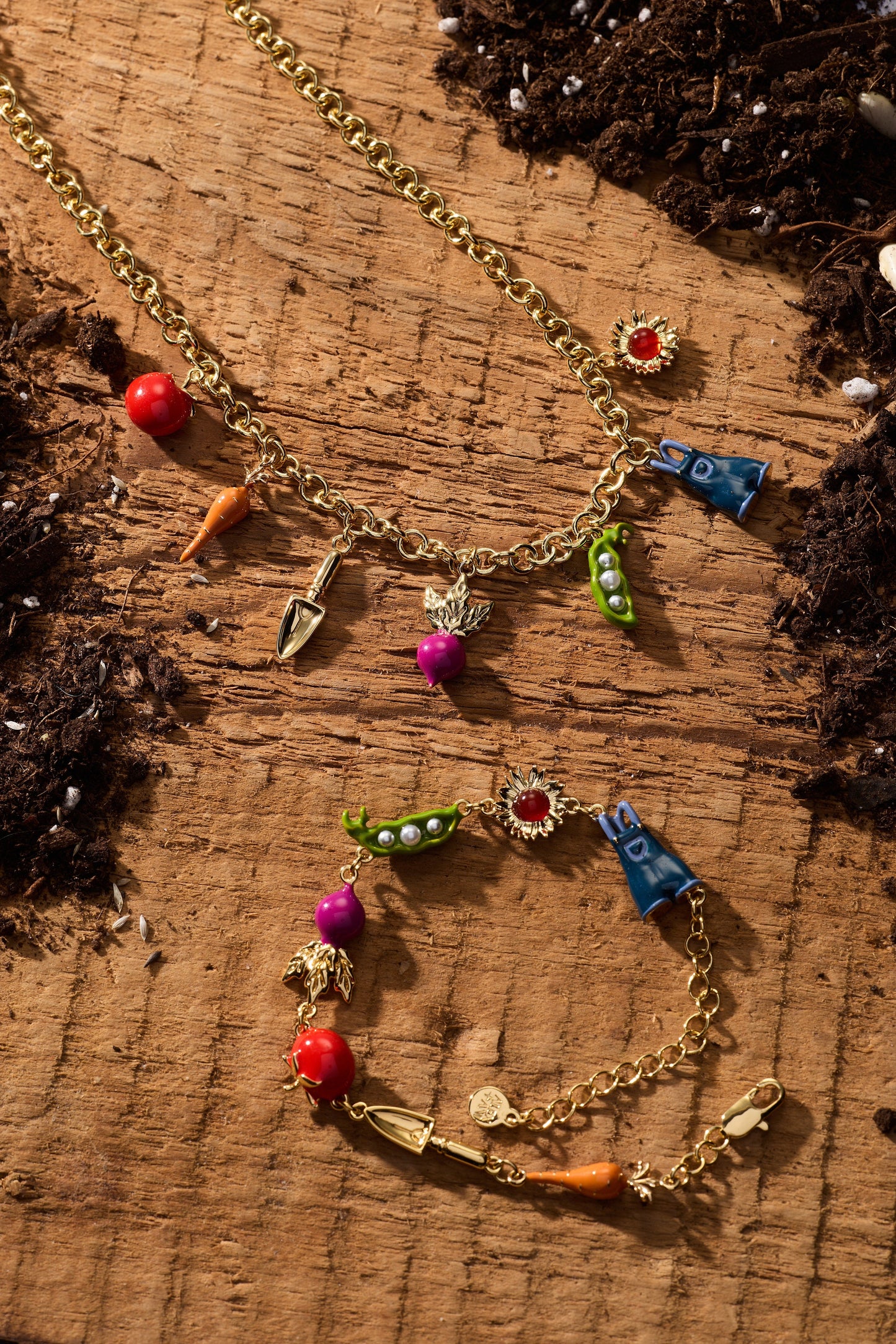 Farmers' Market Charm Necklace Gold