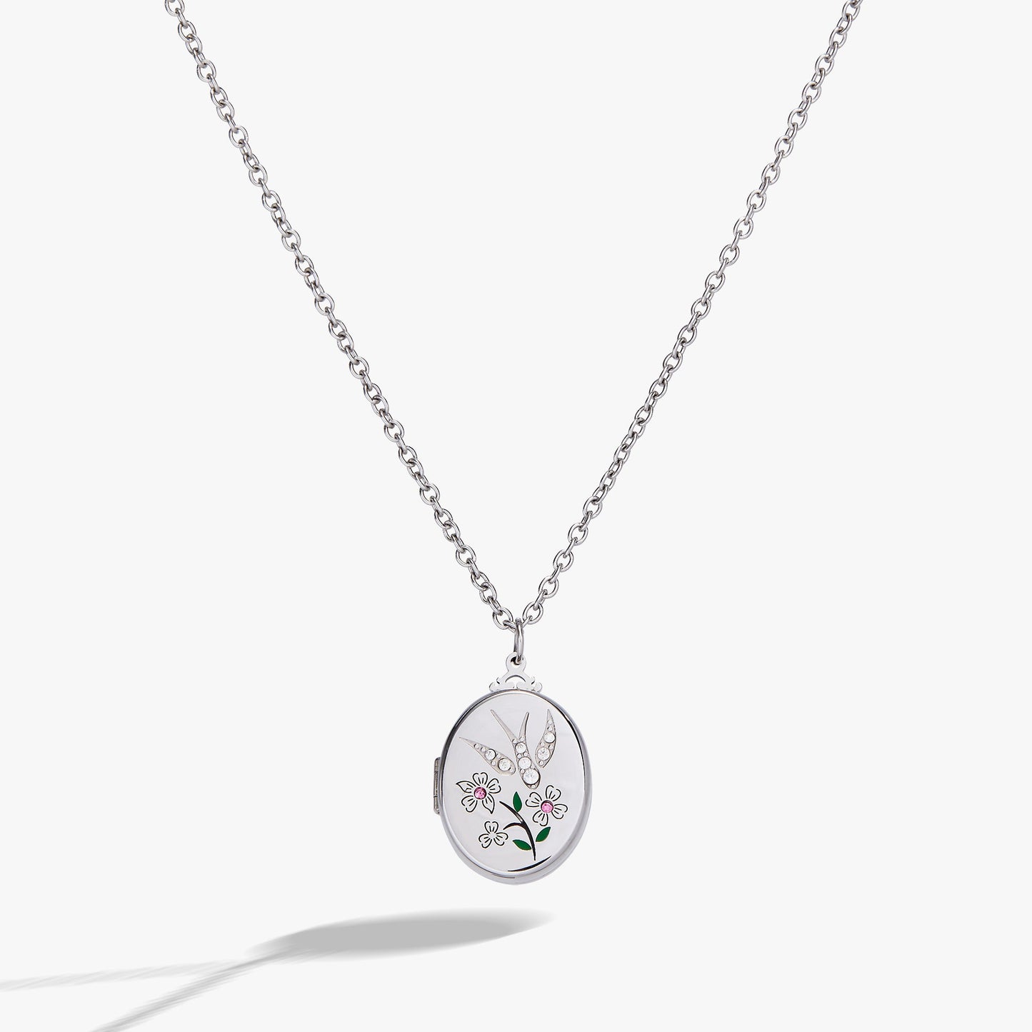 Birds of a Feather Locket Pendant Stainless Steel Silver
