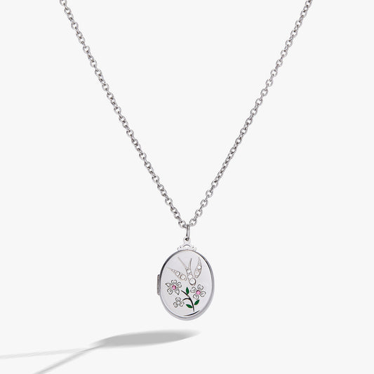 Birds of a Feather Locket Pendant Stainless Steel Silver