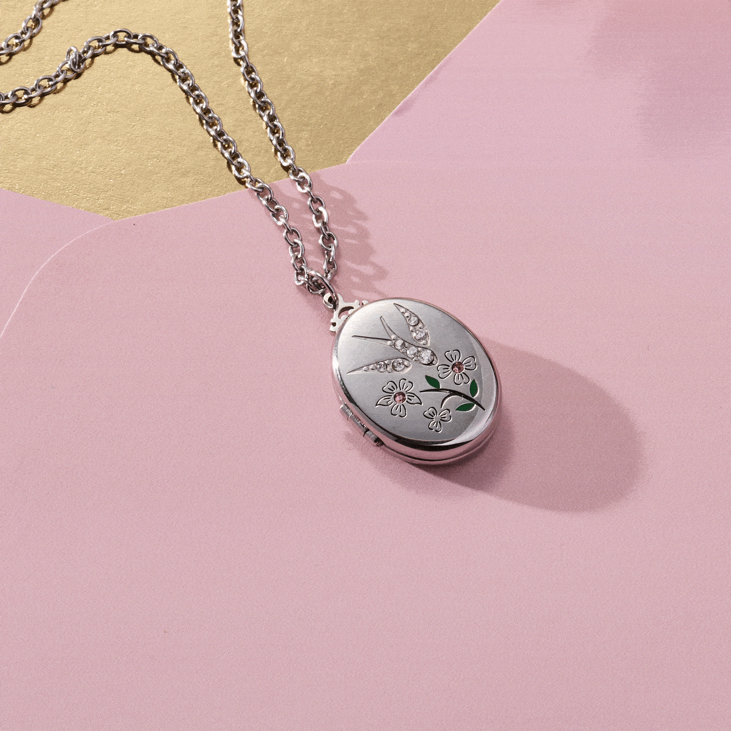 Birds of a Feather Locket Pendant Stainless Steel Silver