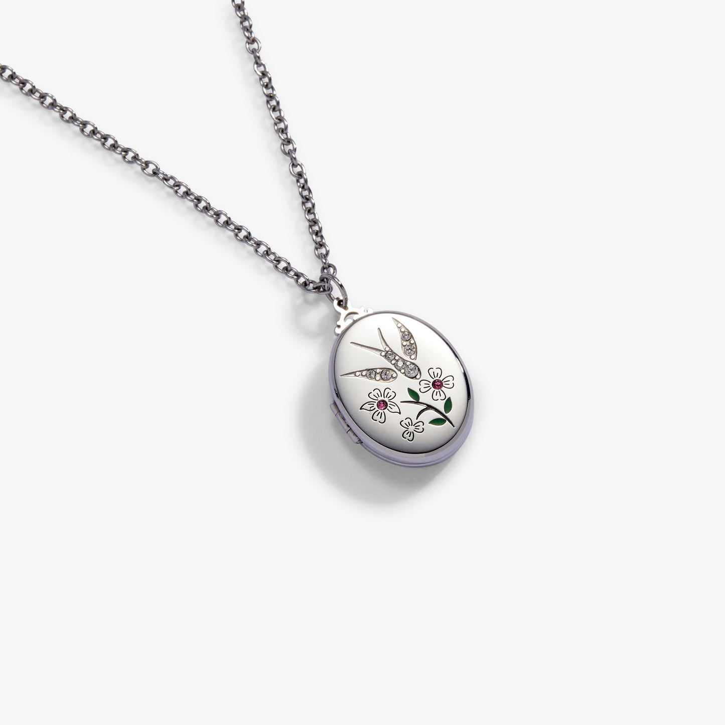 Birds of a Feather Locket Pendant Stainless Steel Silver