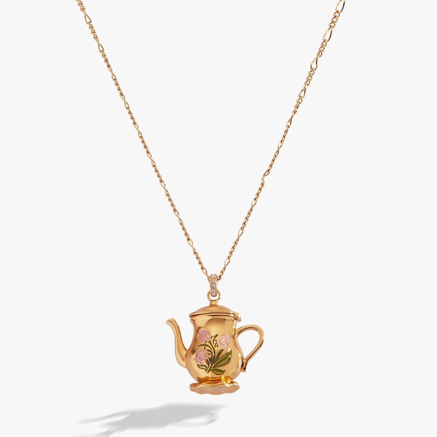 Tea Party Kettle Locket Pendant Gold