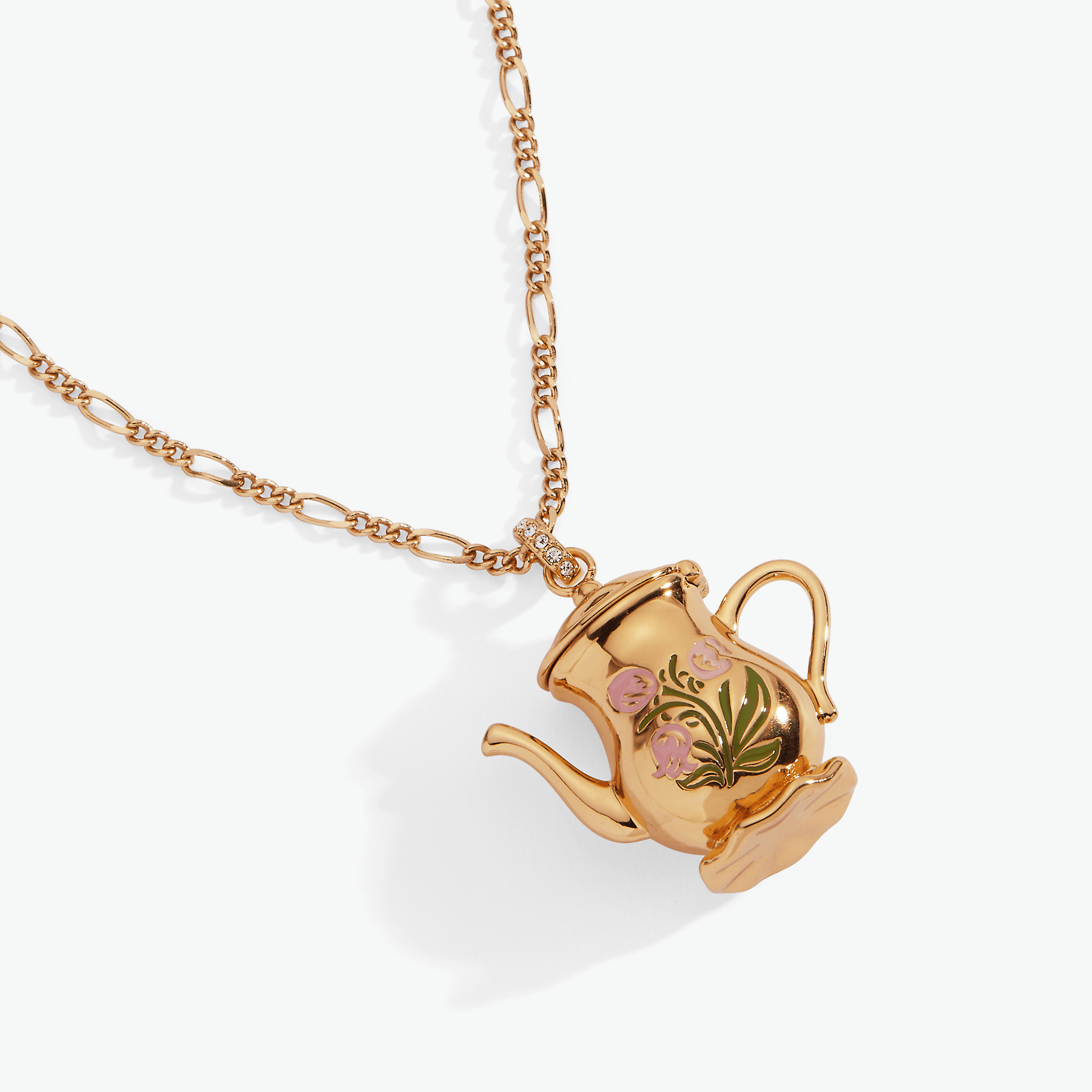 Tea Party Kettle Locket Pendant Gold