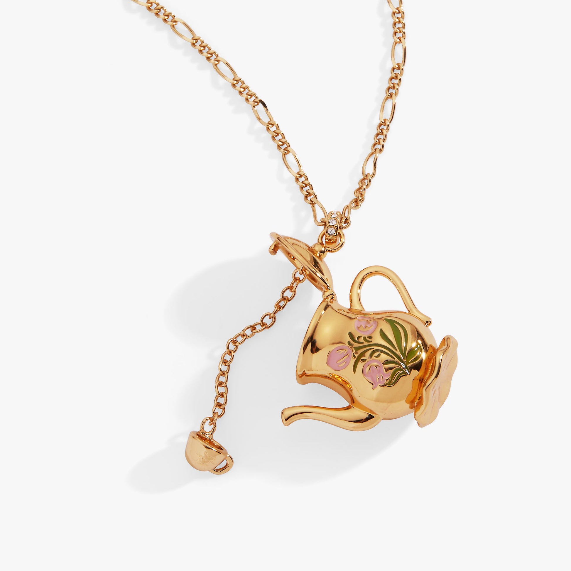 Tea Party Kettle Locket Pendant Gold