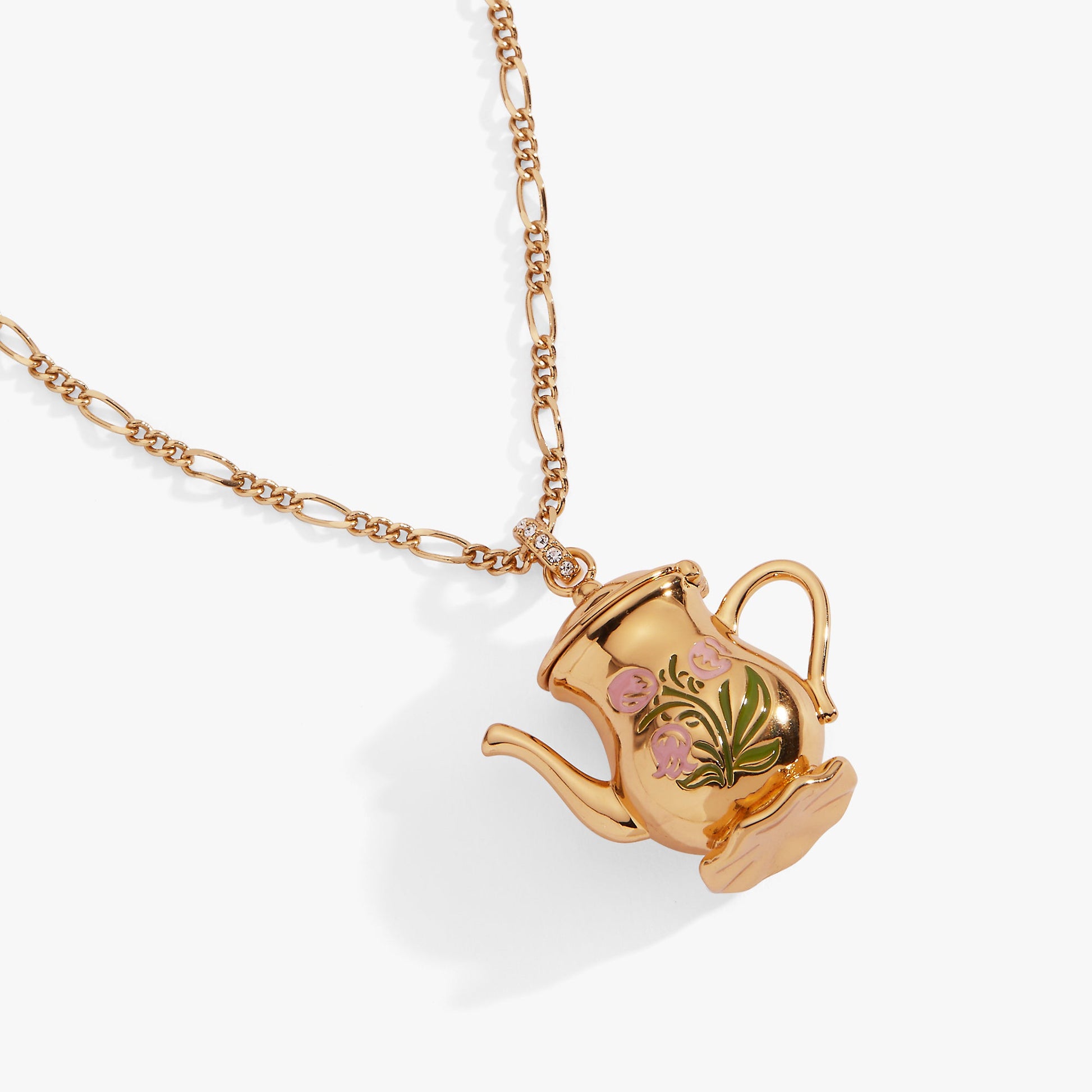 Tea Party Kettle Locket Pendant Gold