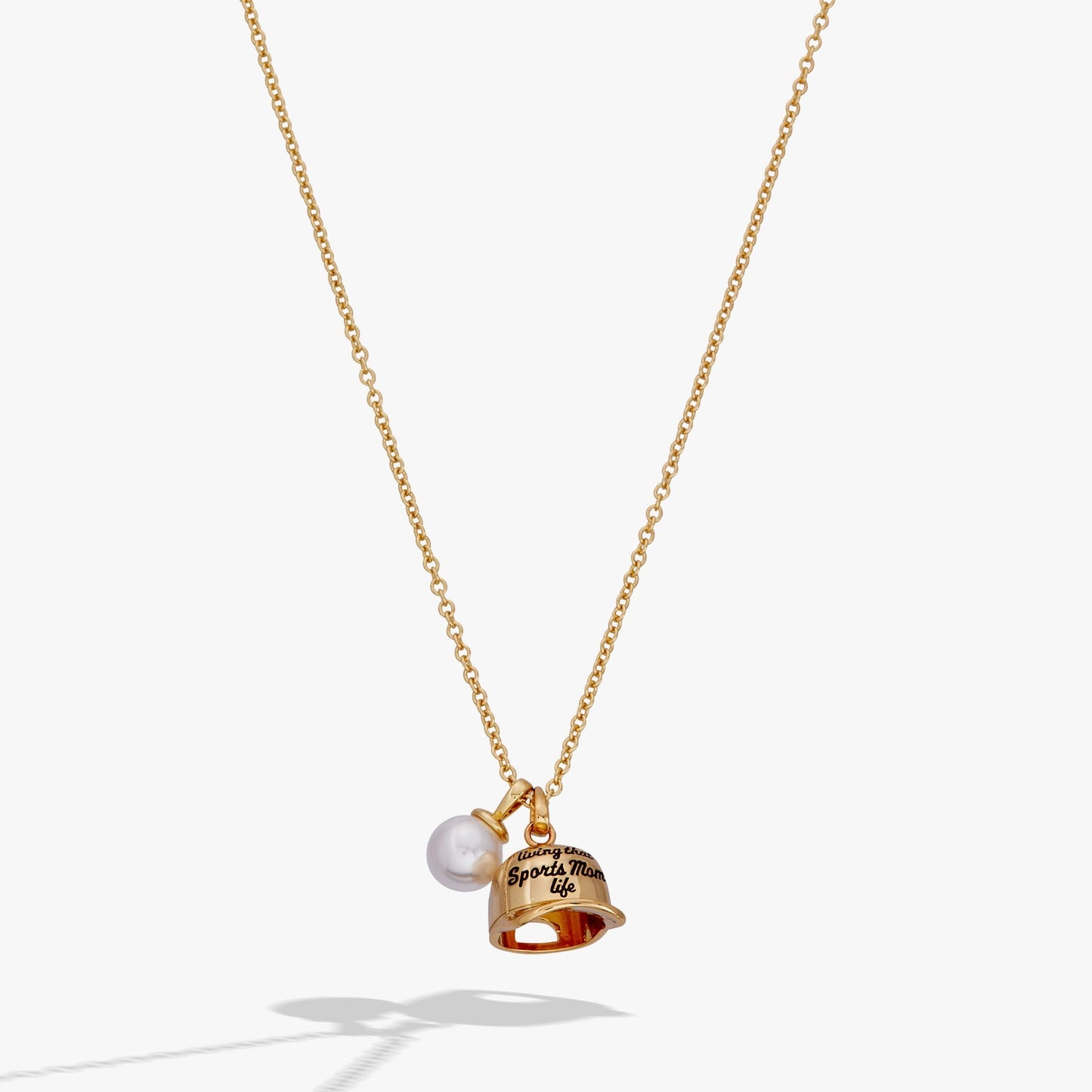 Living That Sports Mom Life' Baseball Charm Necklace
    
    
    
       Gold