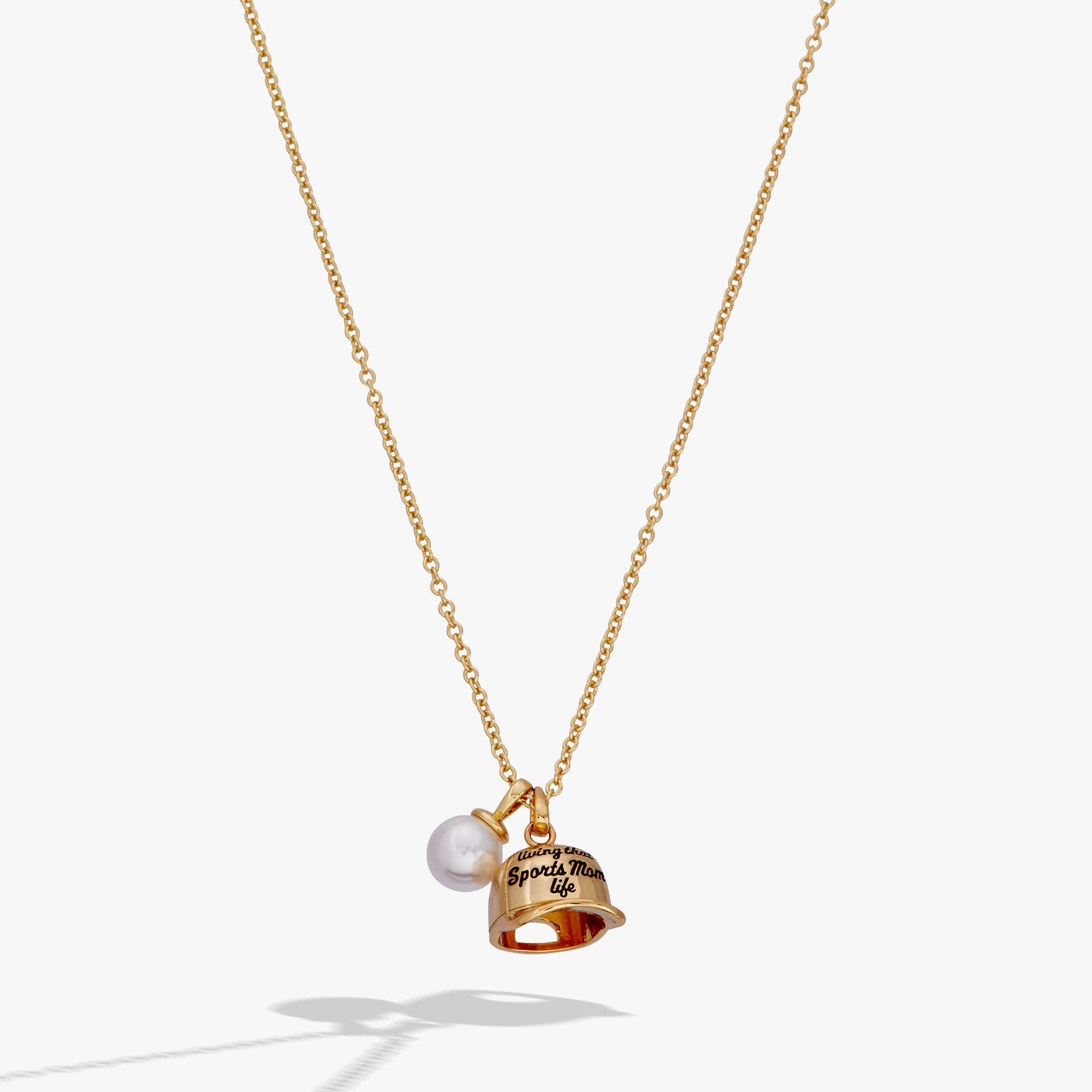 Living That Sports Mom Life' Baseball Charm Necklace
    
    
    
       Gold