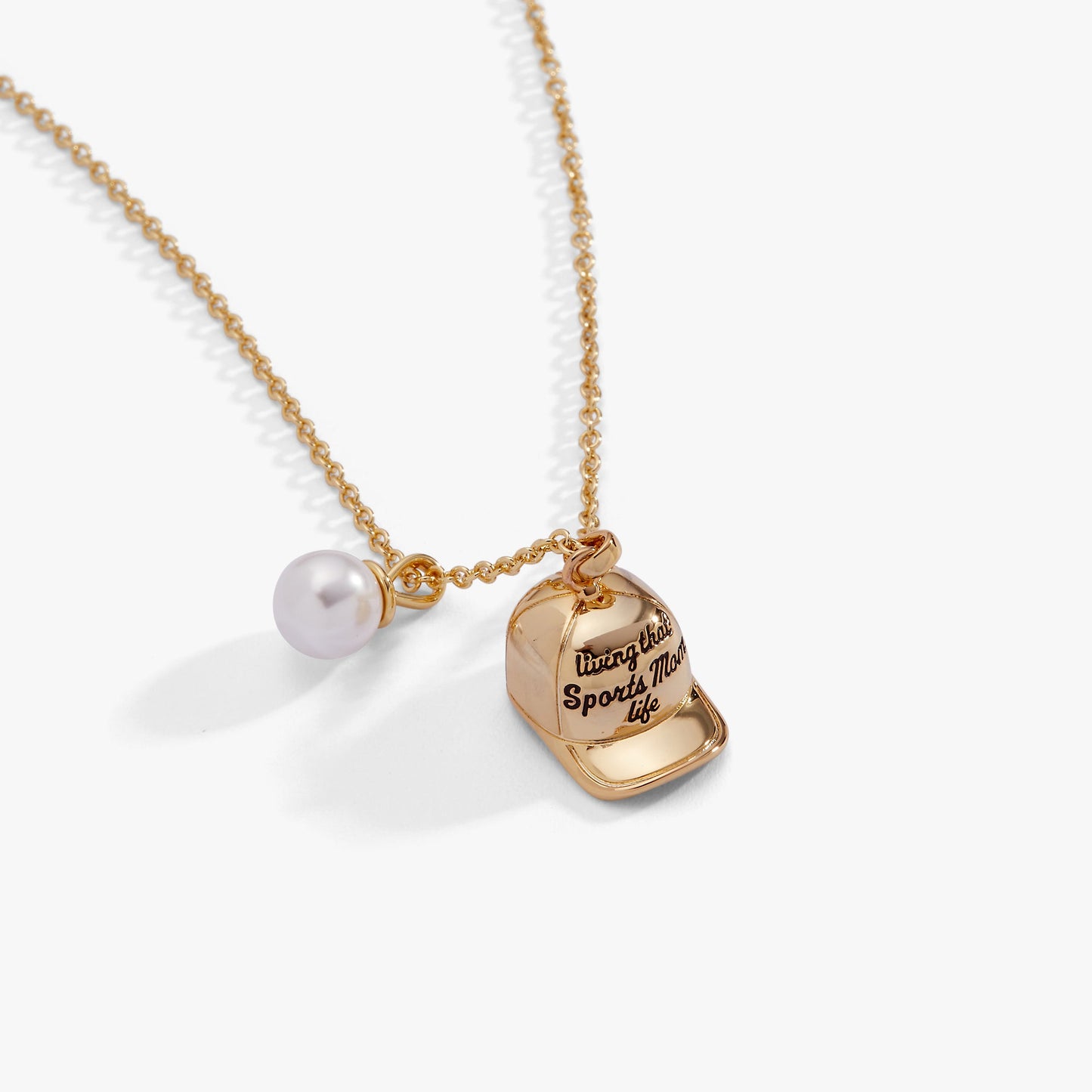 Living That Sports Mom Life' Baseball Charm Necklace
    
    
    
       Gold