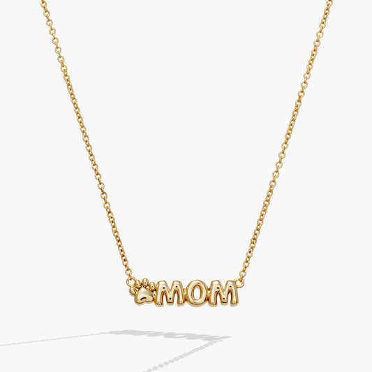 Pet Mom Nameplate Necklace Gold